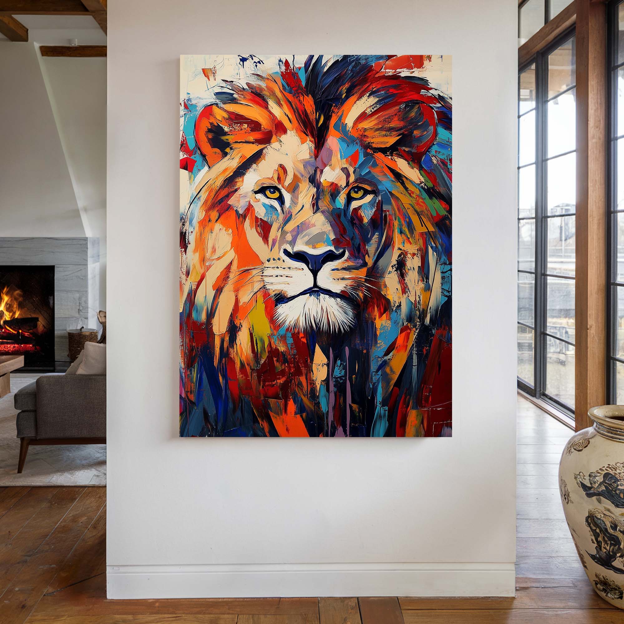 Patchwork Lion Canvas Print Canvas Art Wildfrog Art