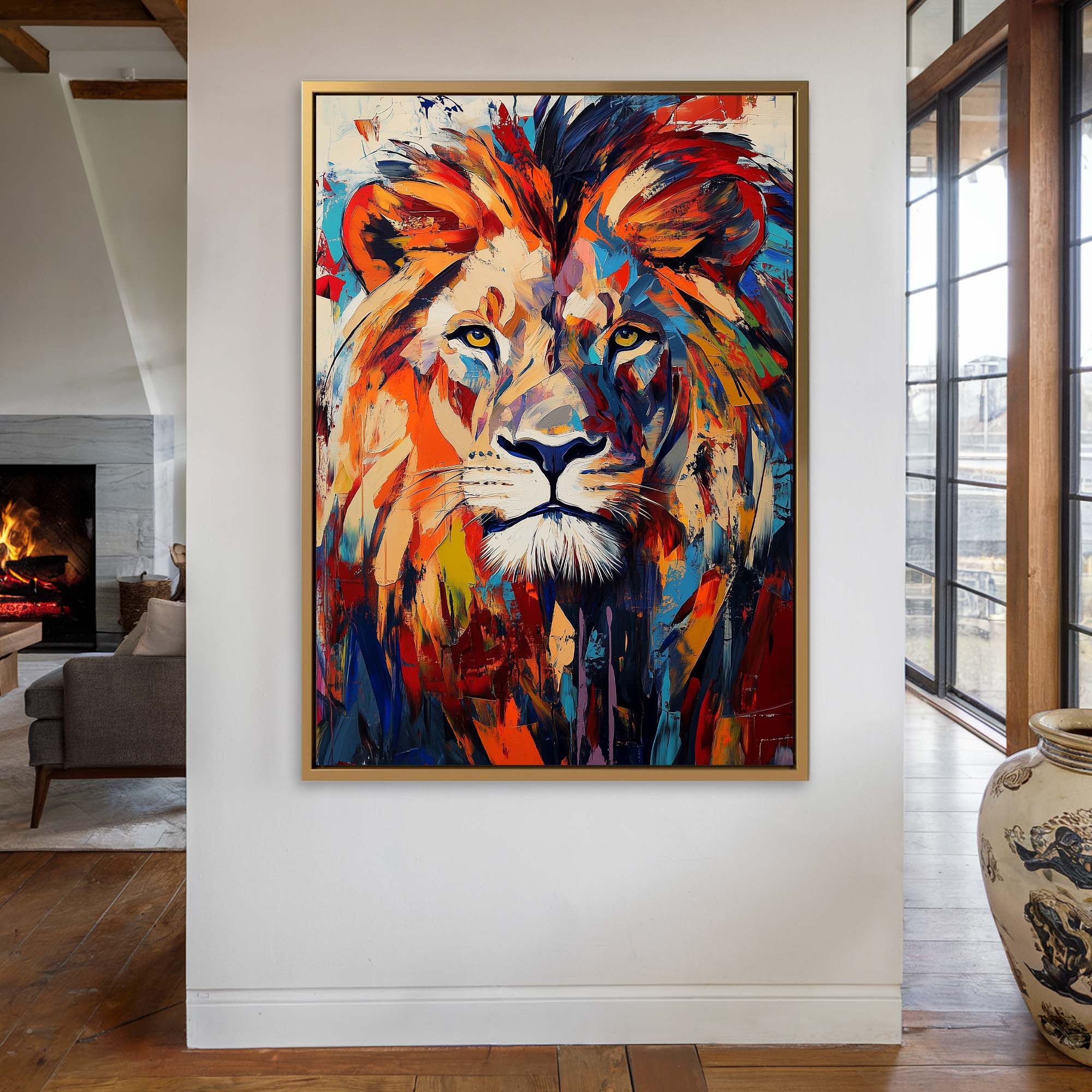 Patchwork Lion Canvas Print Canvas Art Wildfrog Art