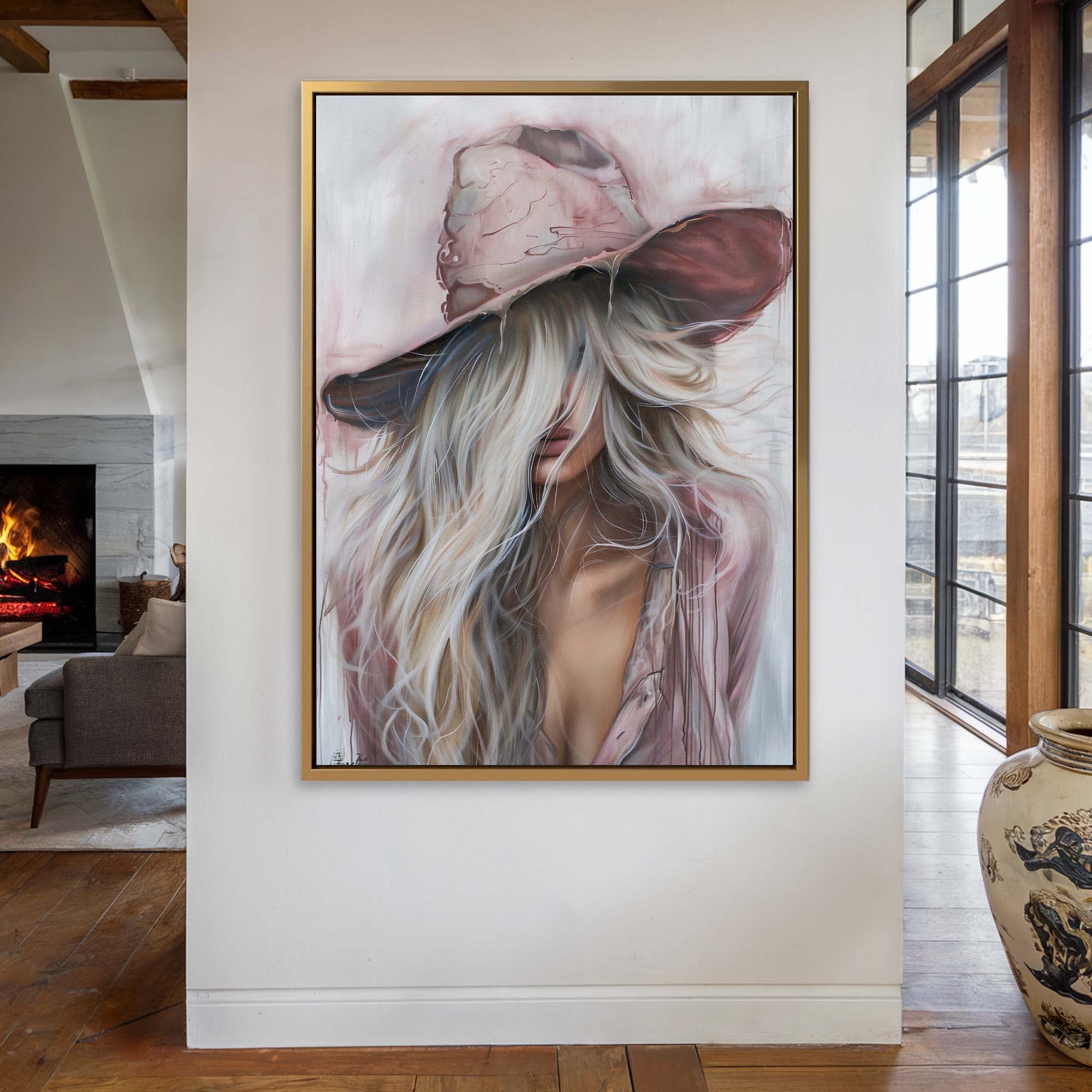 Pink Western Girl Canvas Print