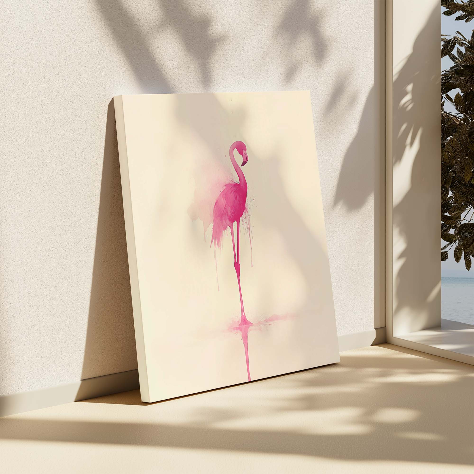 Pink Flamingo Splash Canvas Print