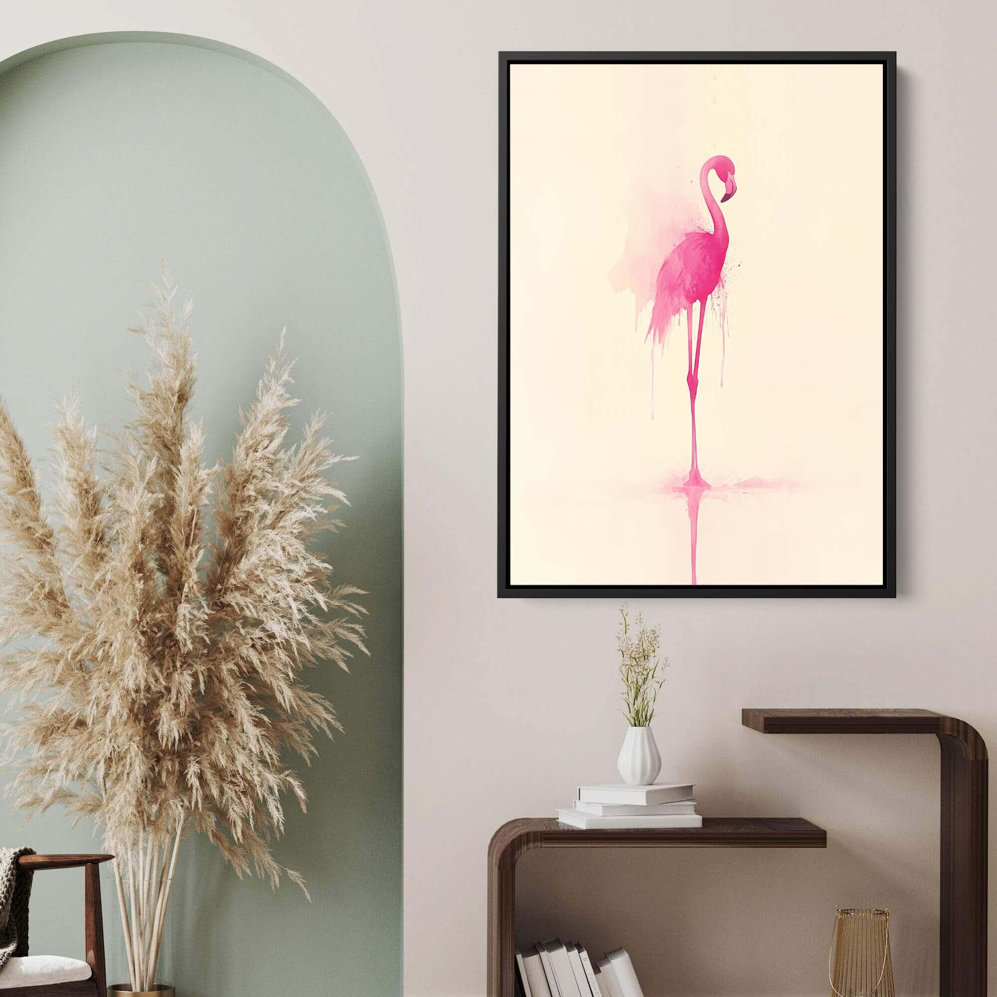 Pink Flamingo Splash Canvas Print
