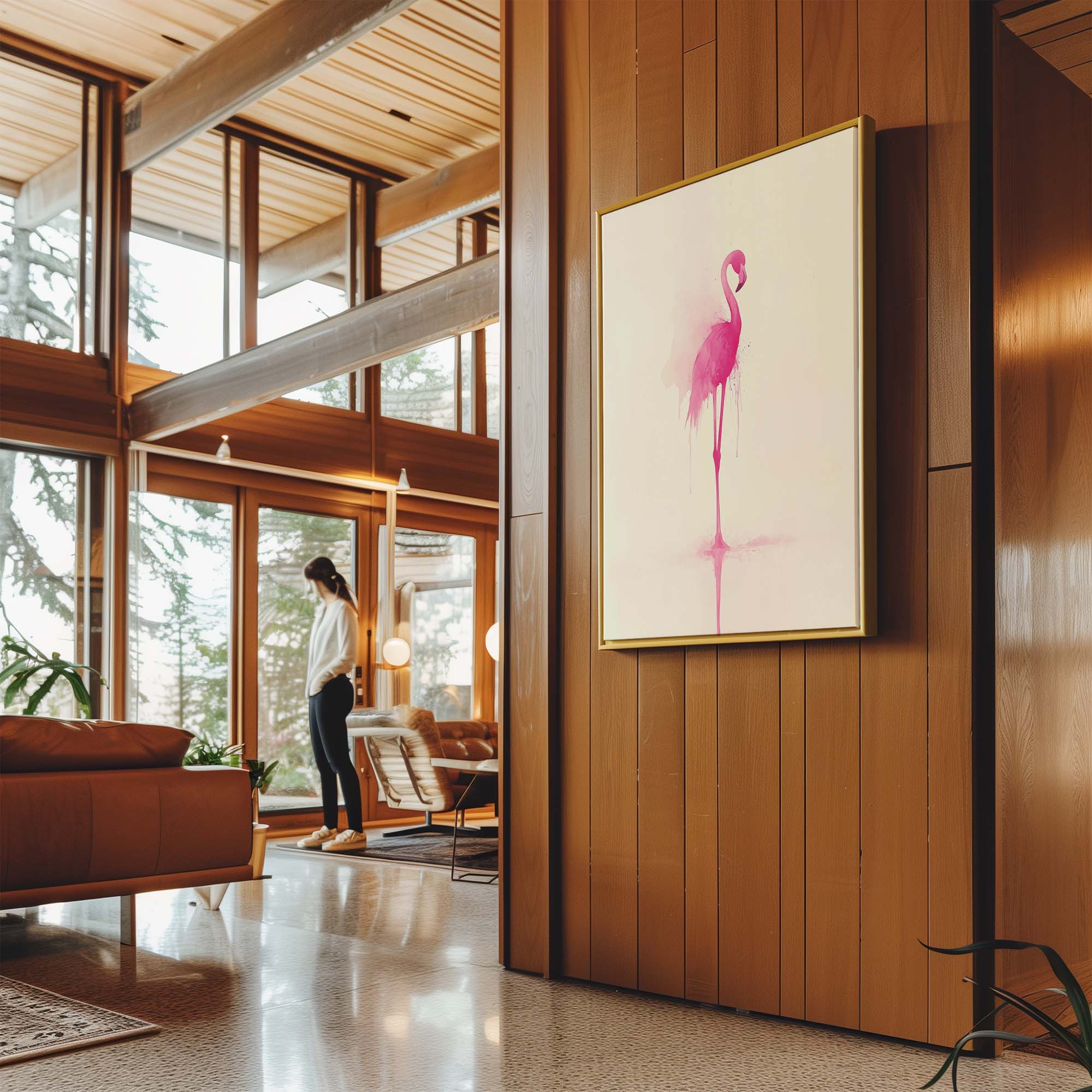 Pink Flamingo Splash Canvas Print