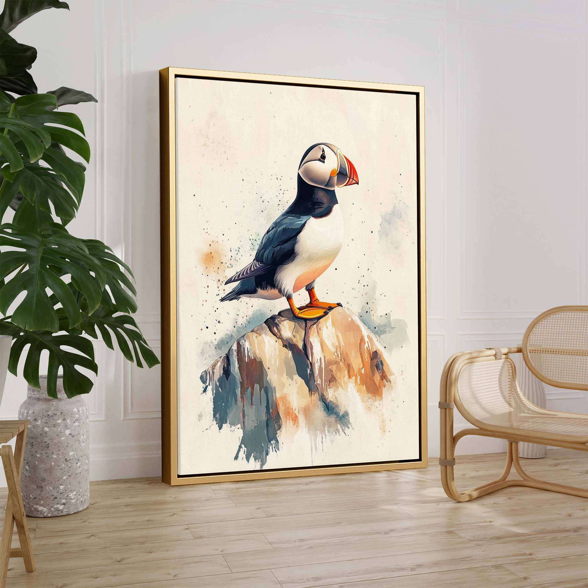 Puffin on Rock No1 Canvas Print