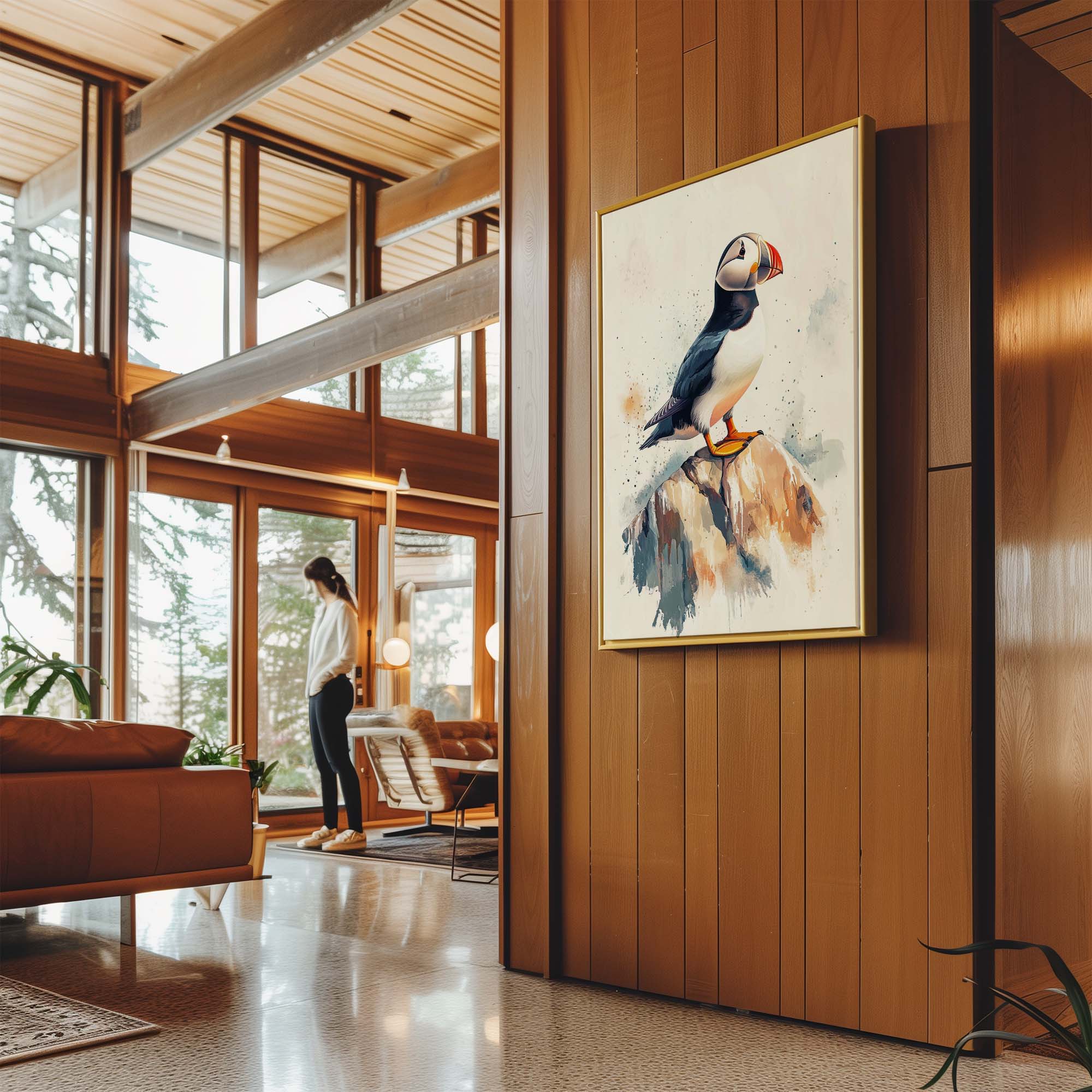 Puffin on Rock No1 Canvas Print