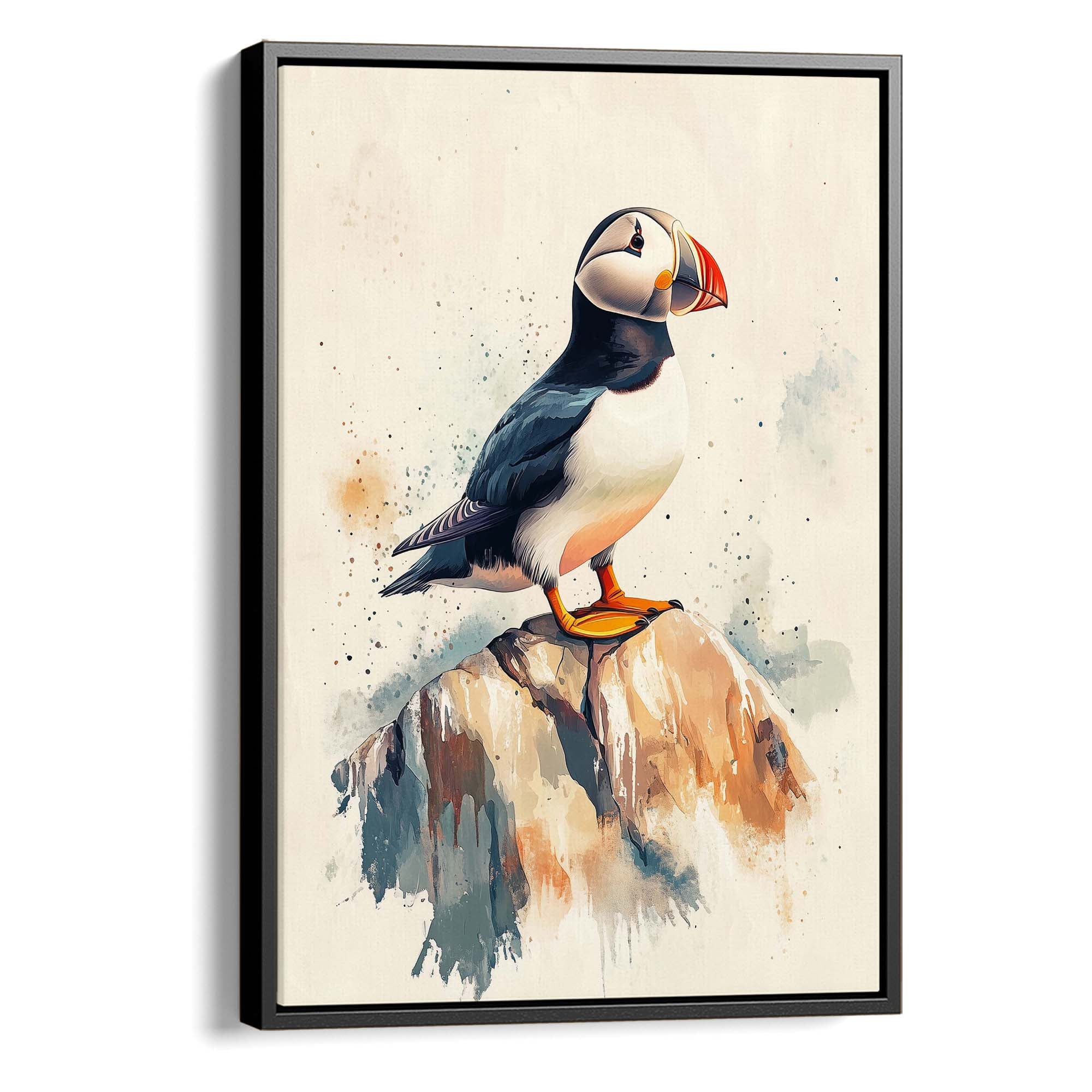 Puffin on Rock No1 Canvas Print