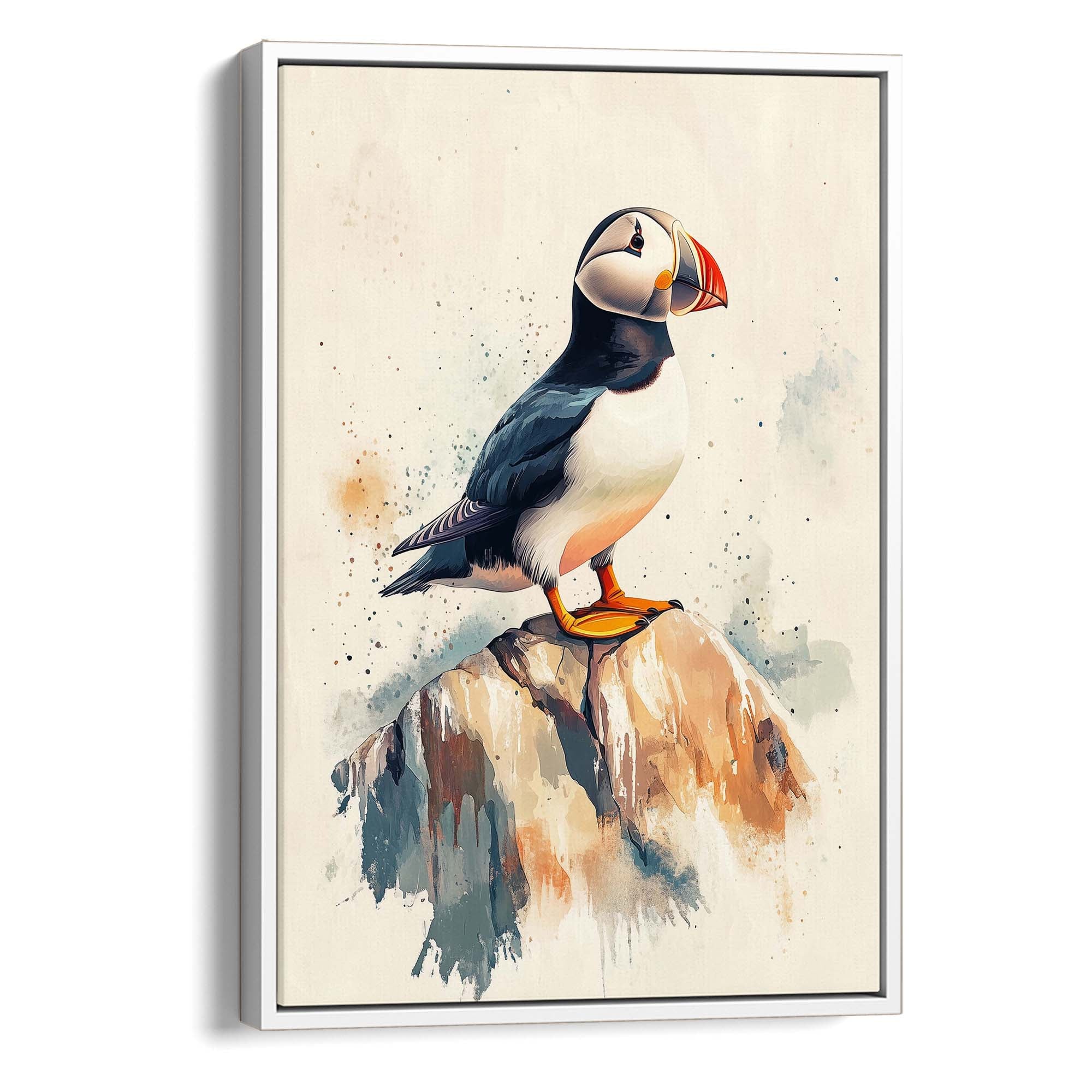 Puffin on Rock No1 Canvas Print