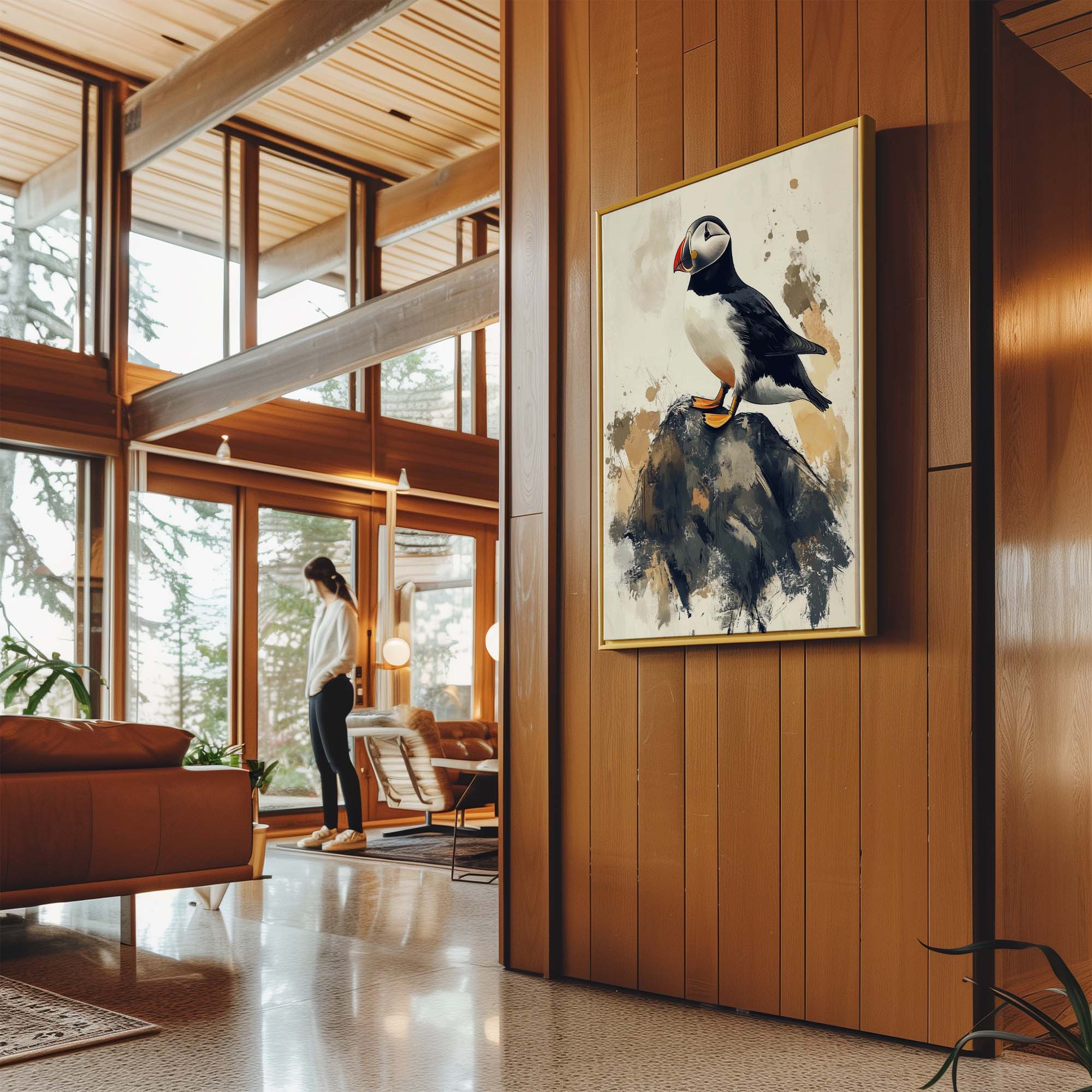 Puffin on Rock No2 Canvas Print