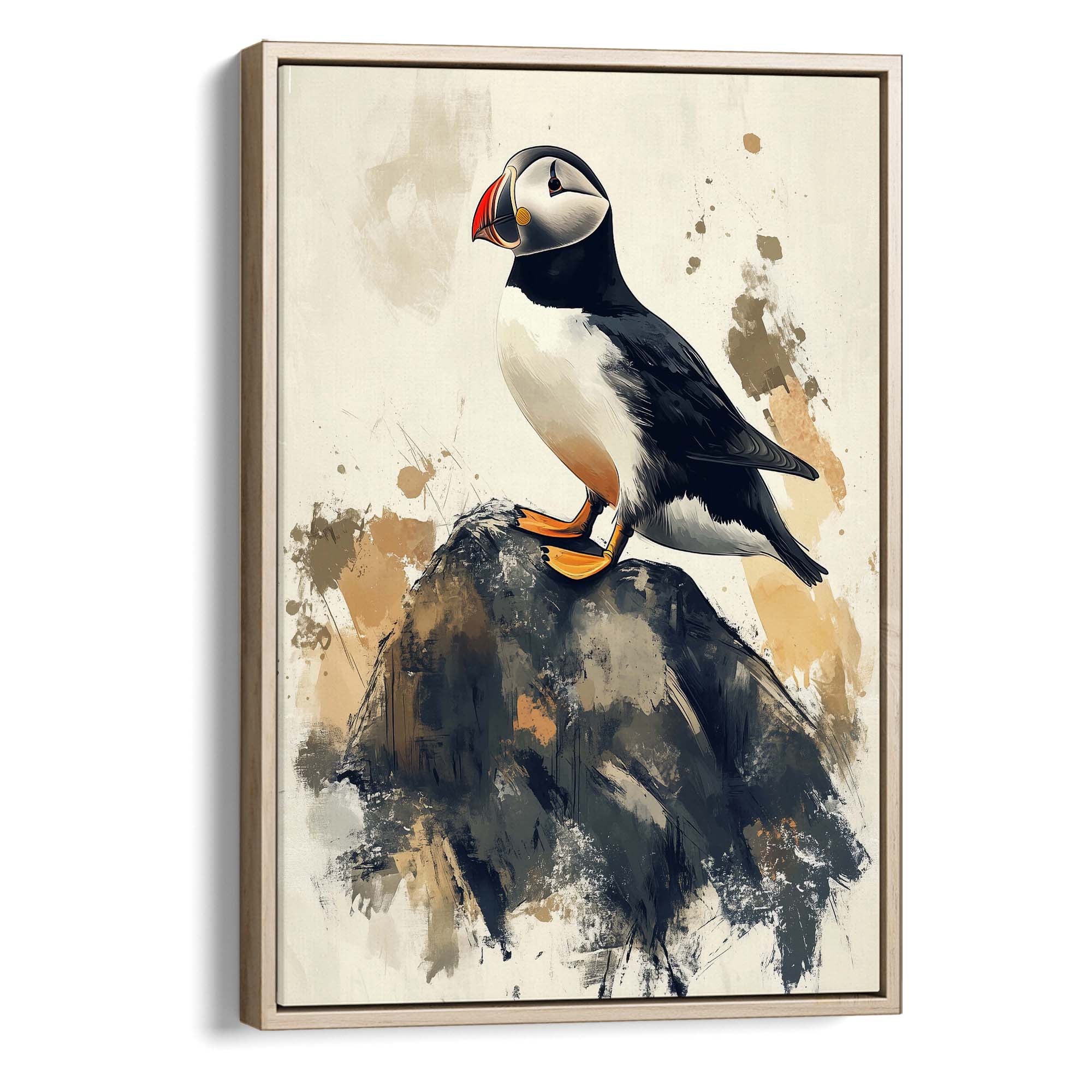 Puffin on Rock No2 Canvas Print