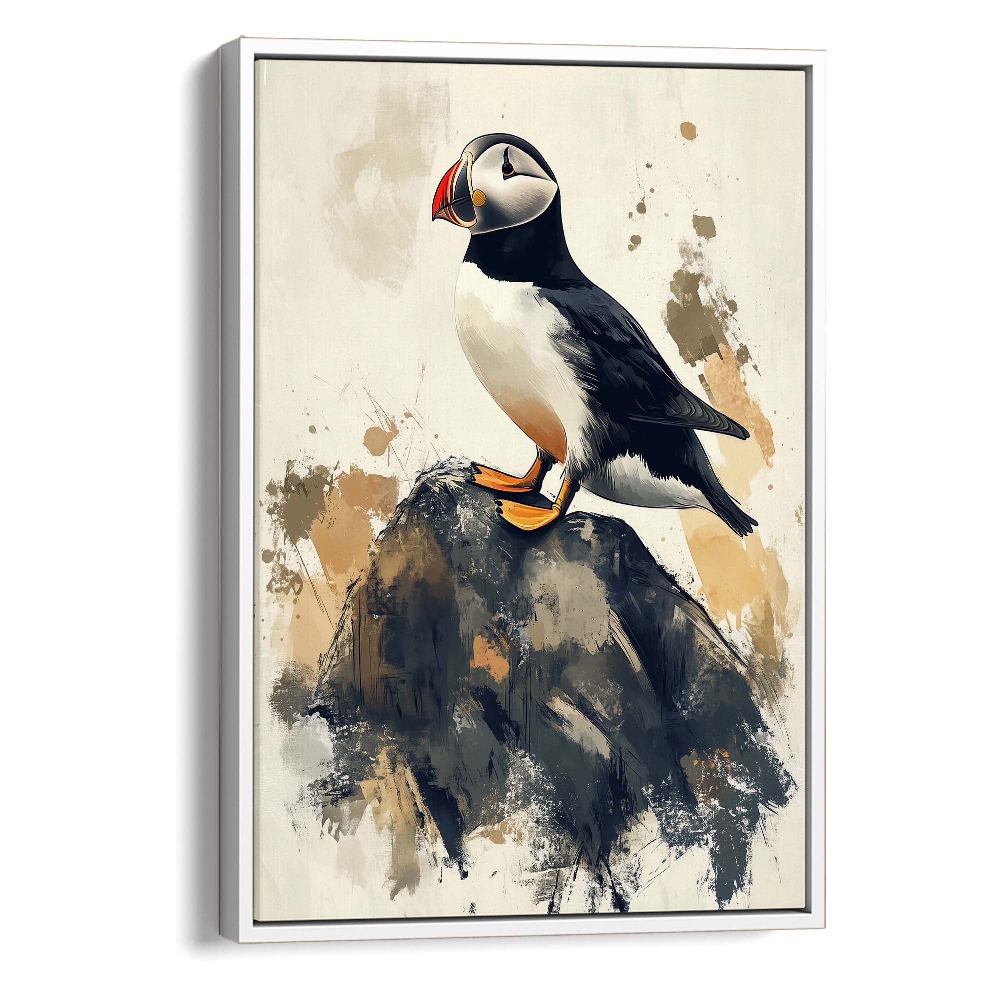 Puffin on Rock No2 Canvas Print