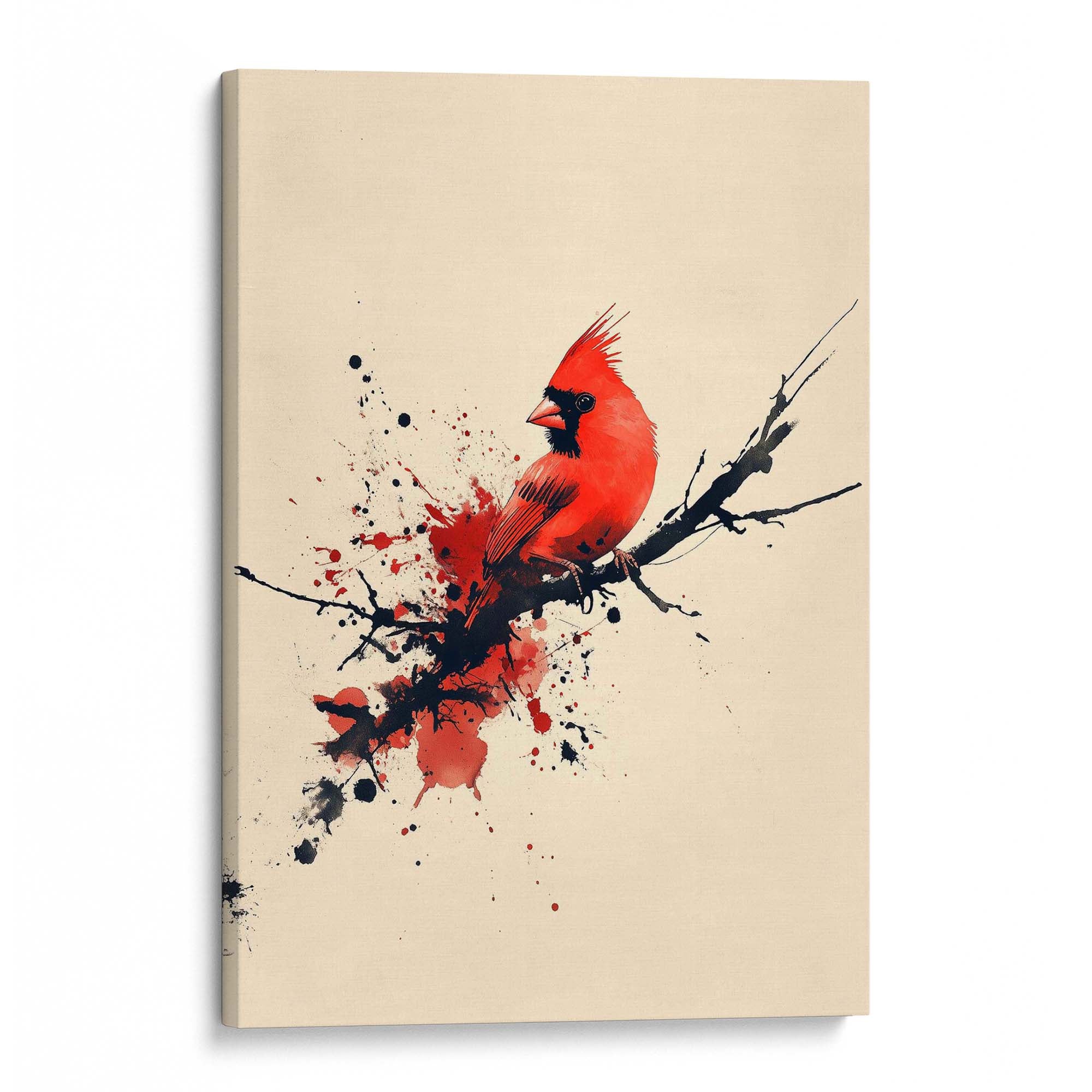Red Cardinal Inkburst Canvas Print Canvas Art Wildfrog Art