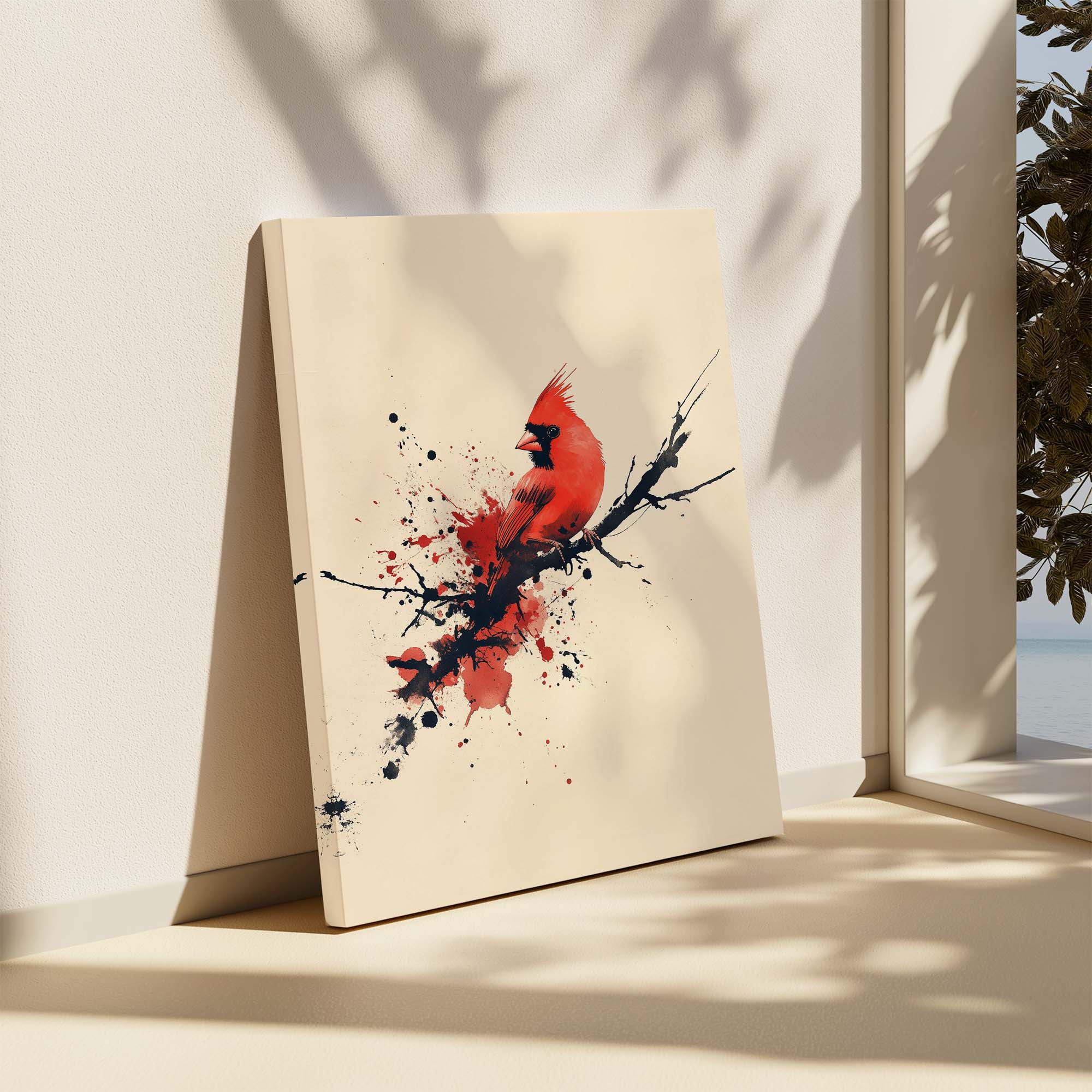 Red Cardinal Inkburst Canvas Print Canvas Art Wildfrog Art