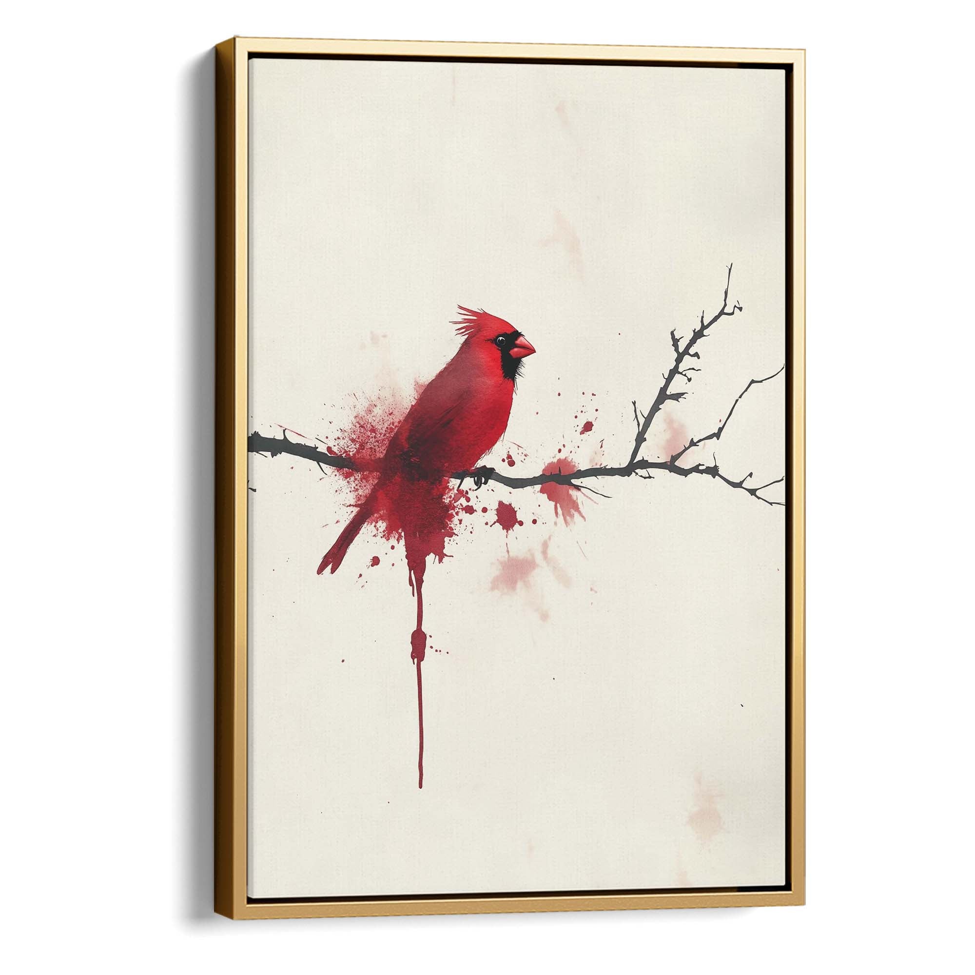 Red Cardinal Inkdrip Canvas Print Canvas Art Wildfrog Art