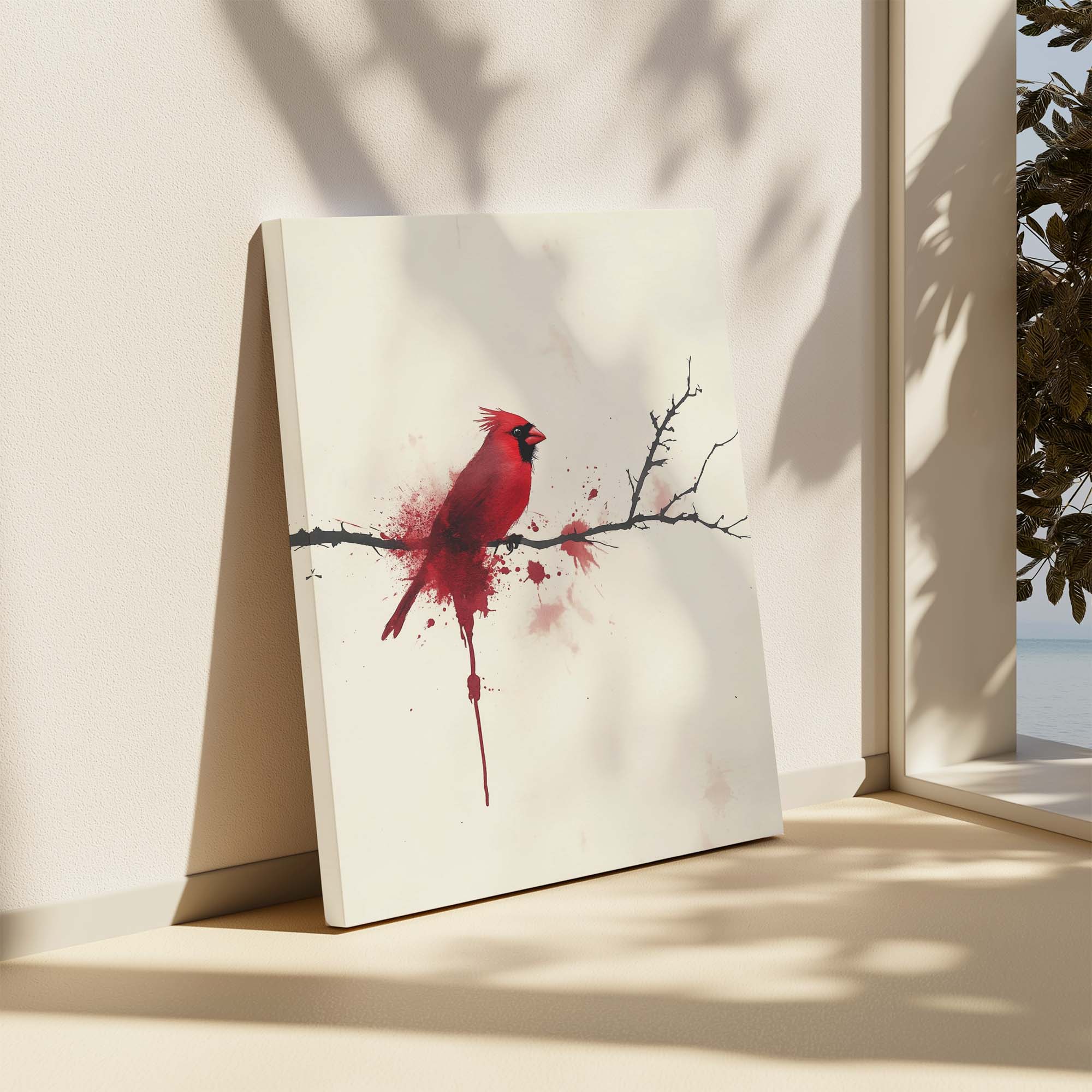 Red Cardinal Inkdrip Canvas Print Canvas Art Wildfrog Art