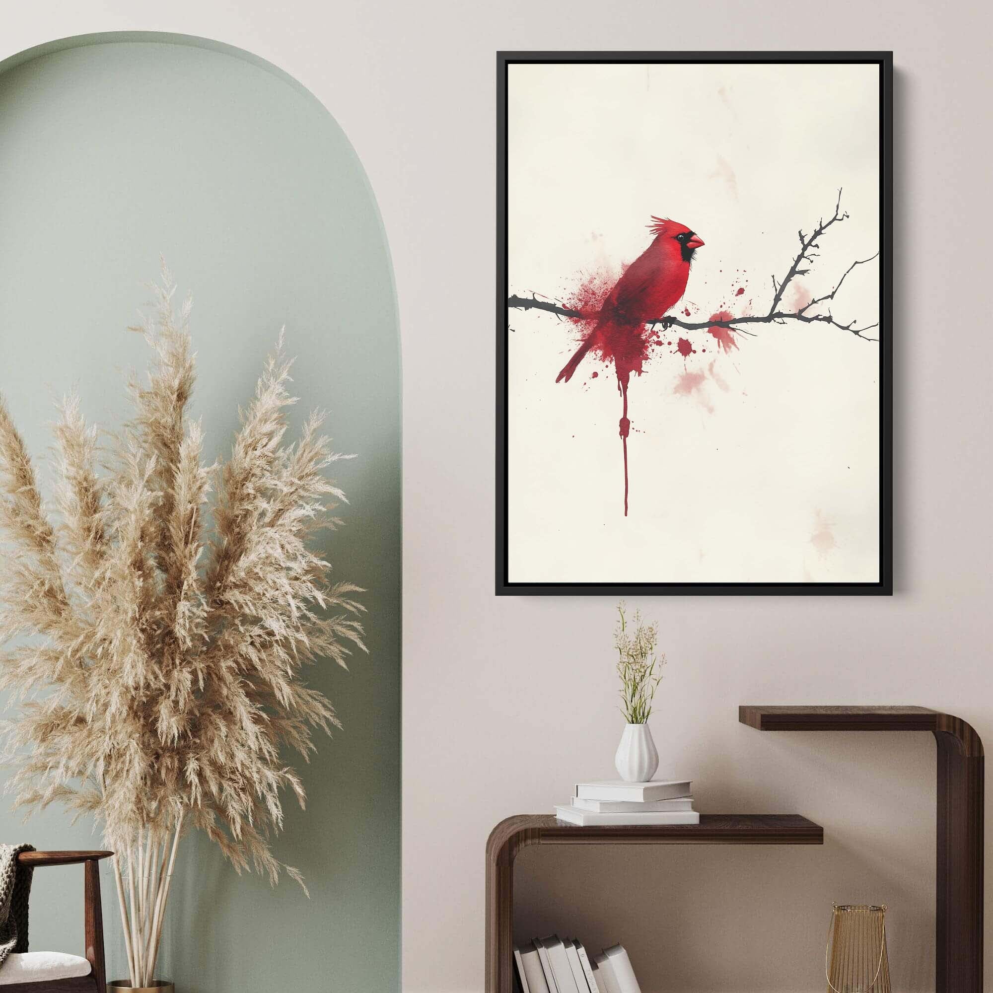Red Cardinal Inkdrip Canvas Print Canvas Art Wildfrog Art