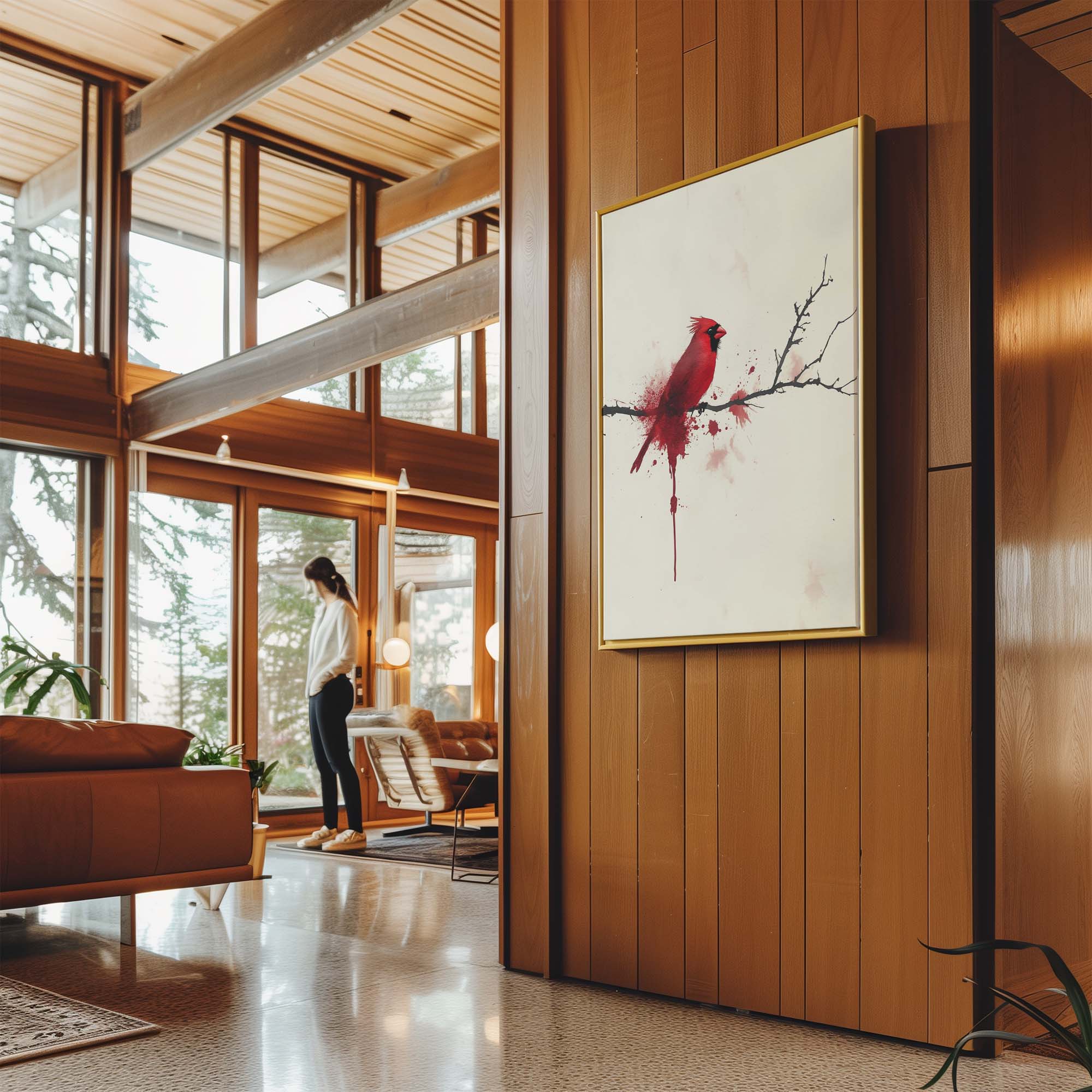 Red Cardinal Inkdrip Canvas Print Canvas Art Wildfrog Art