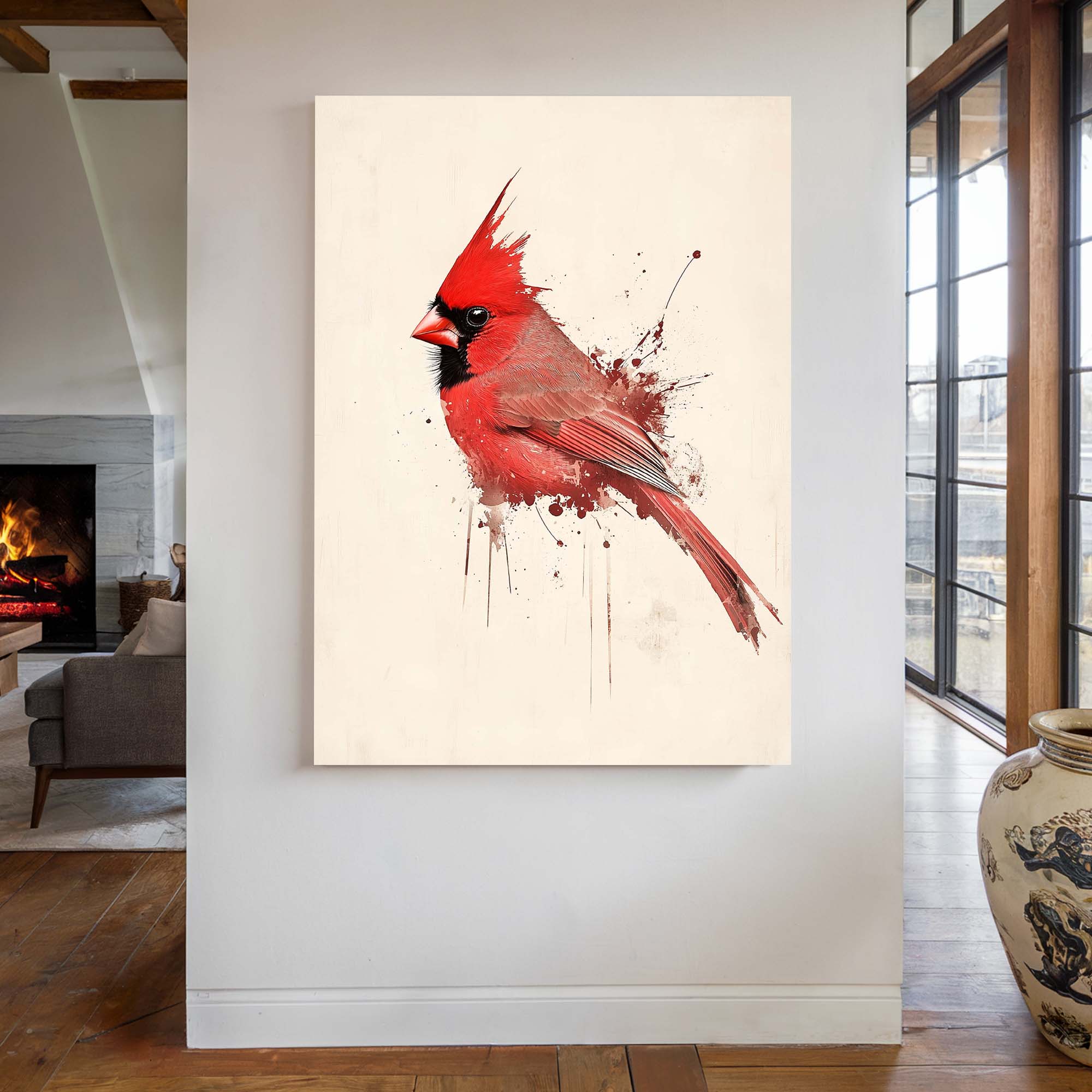 Red Cardinal Splash Canvas Print Canvas Art Wildfrog Art