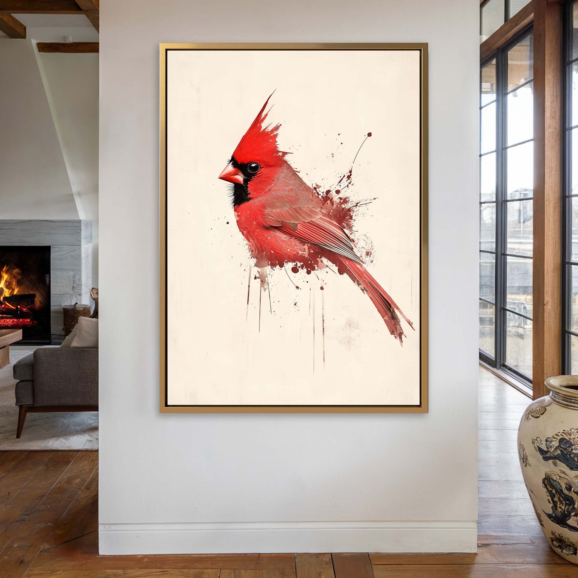 Red Cardinal Splash Canvas Print Canvas Art Wildfrog Art