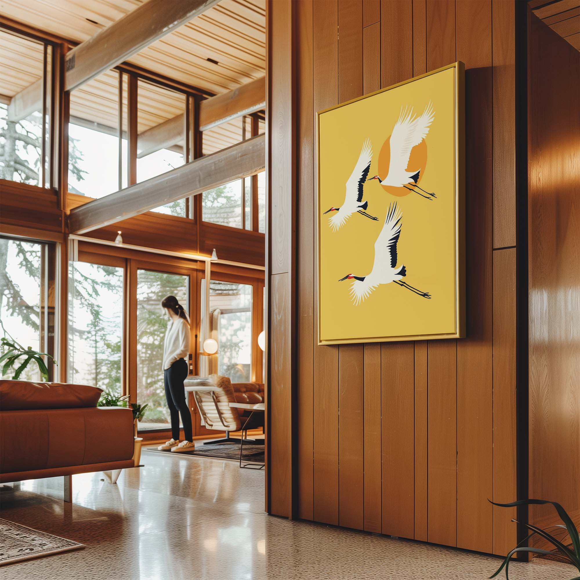 Red Crested Cranes Canvas Print