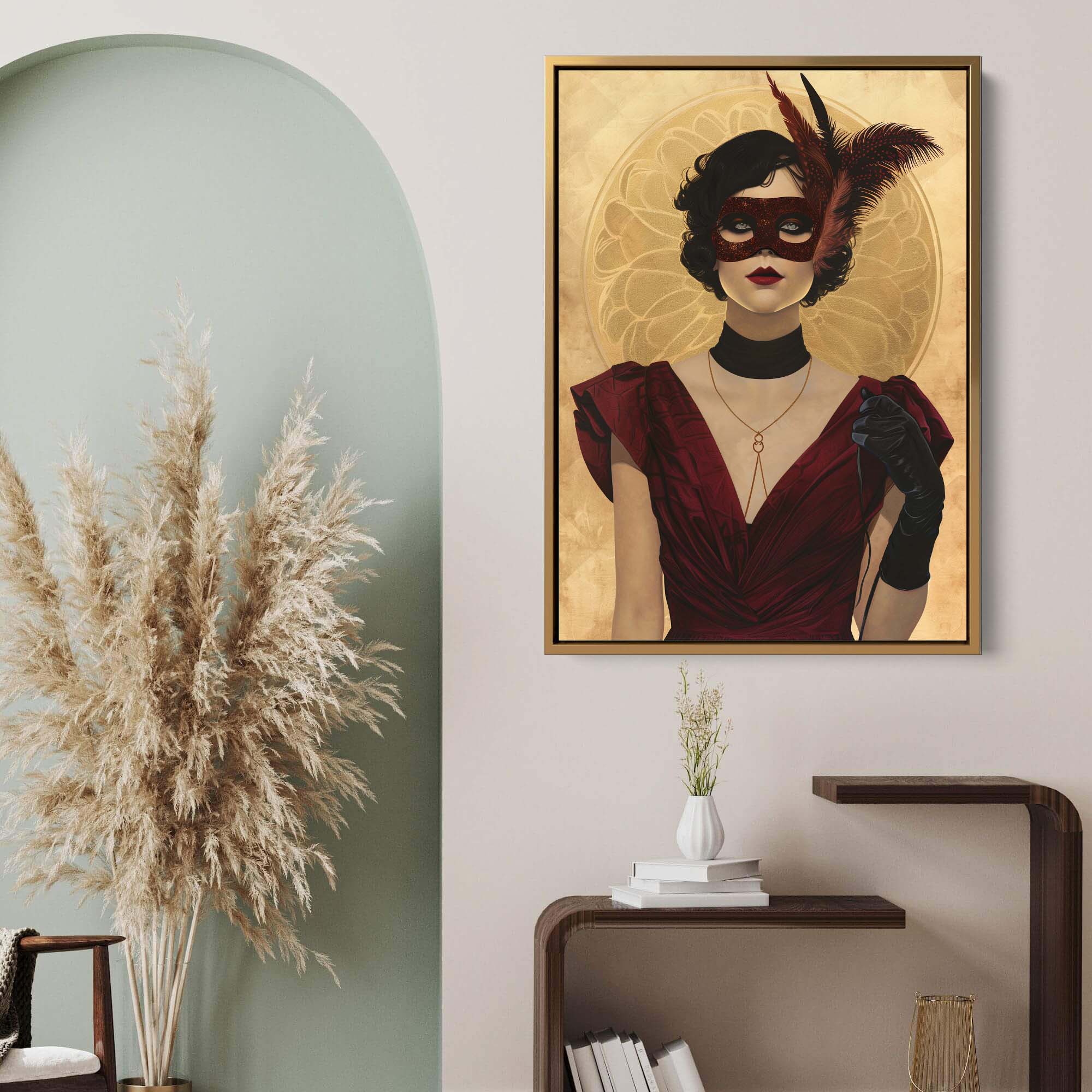 Lady in the Feather Mask Canvas Print