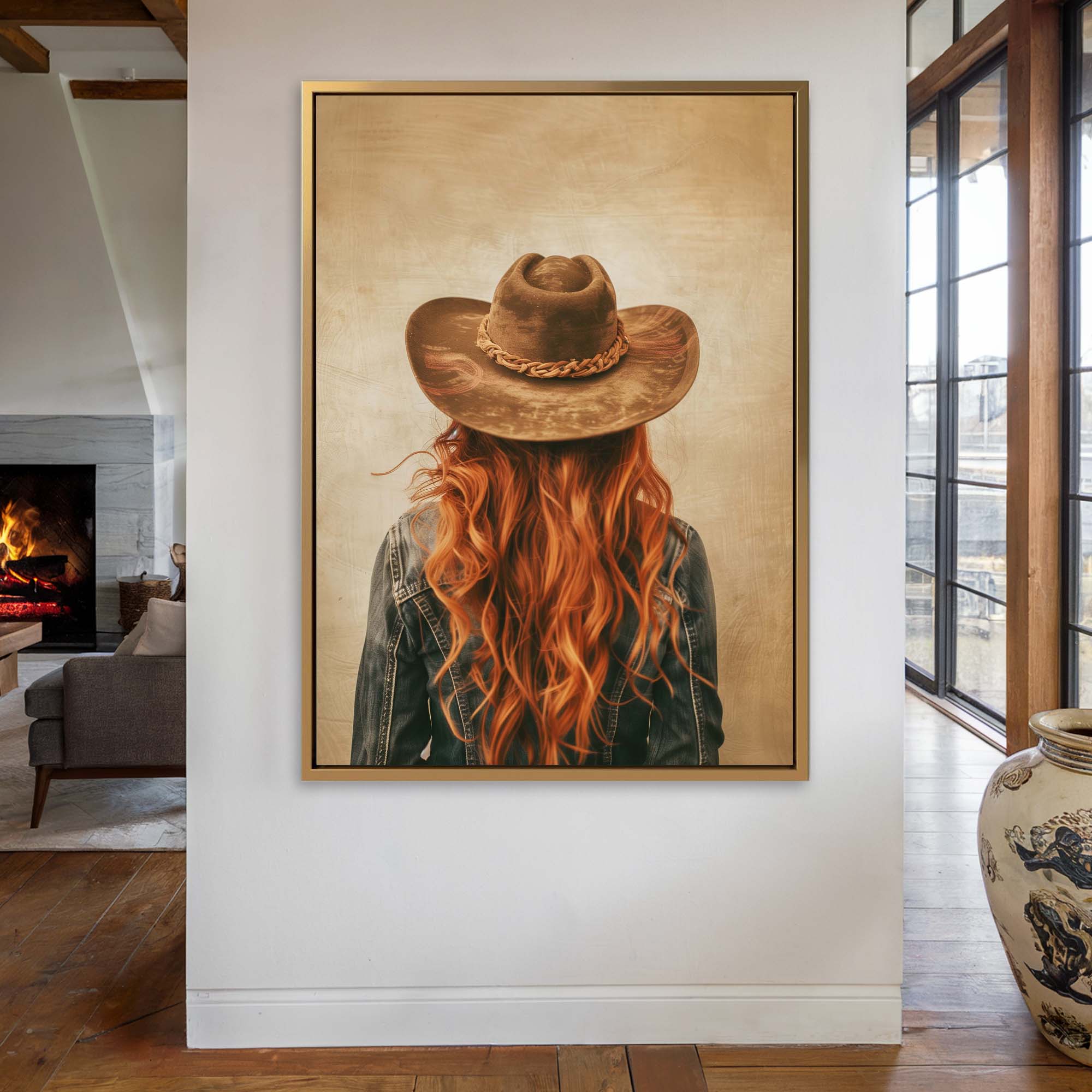 Red Hair Cowgirl No1 Canvas Print