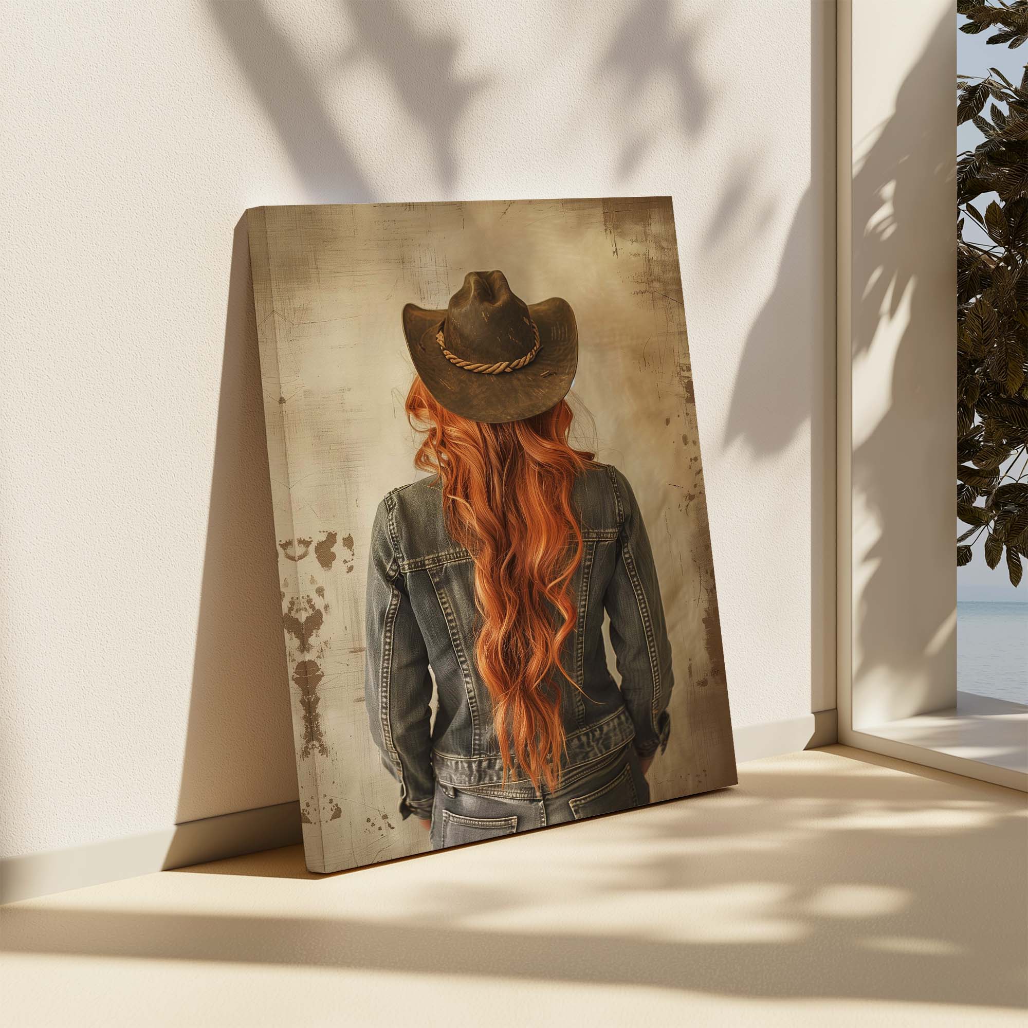 Red Hair Cowgirl No3 Canvas Print