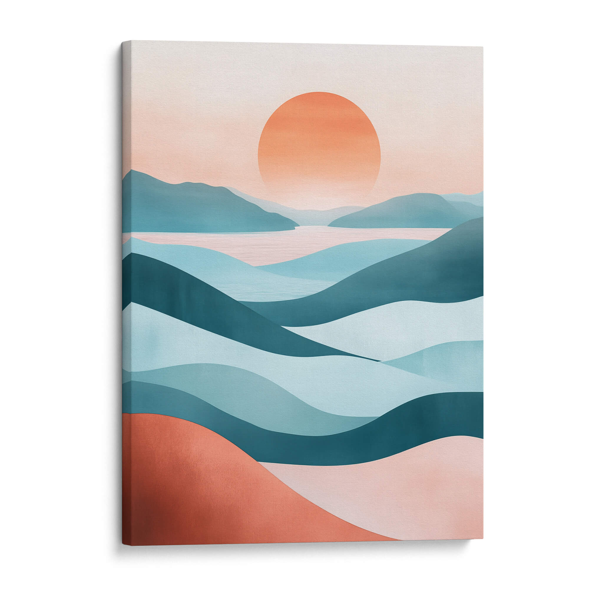 Serene Mountainscape with Sunset Glow Canvas Print Canvas Art Wildfrog Art