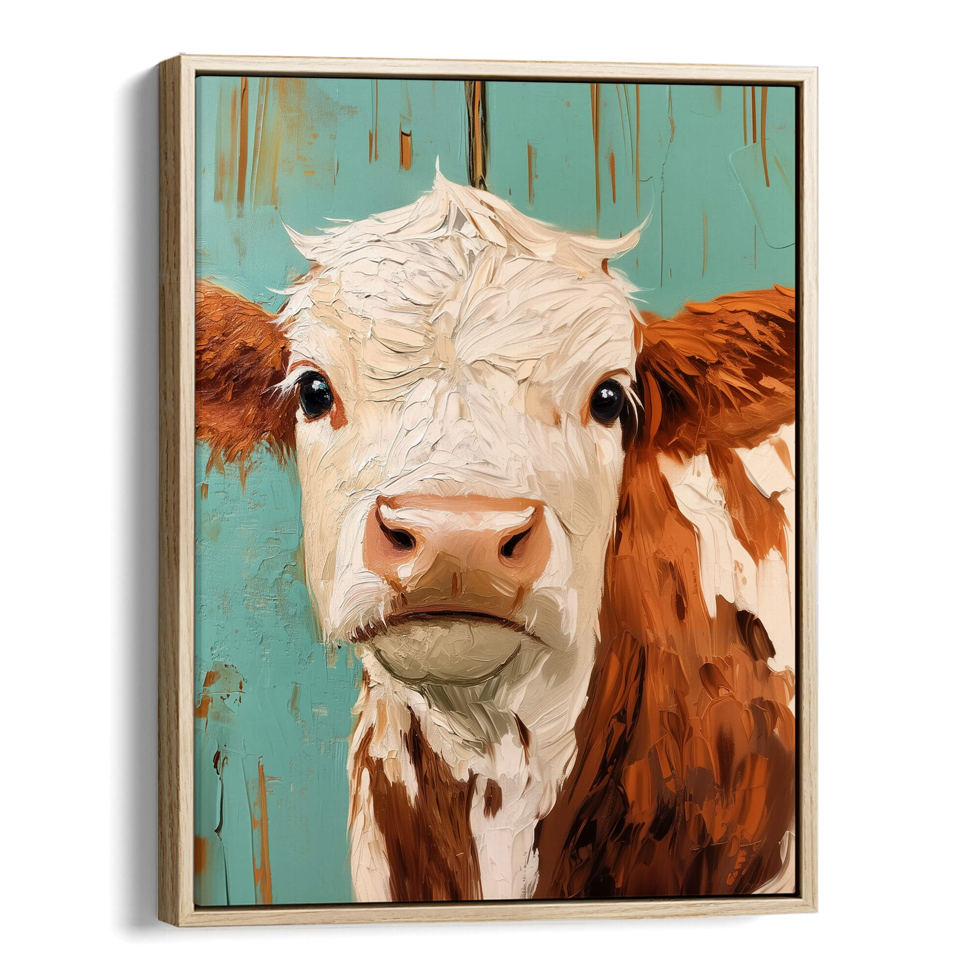 Teal Barn Calf Canvas Print Canvas Art Wildfrog Art