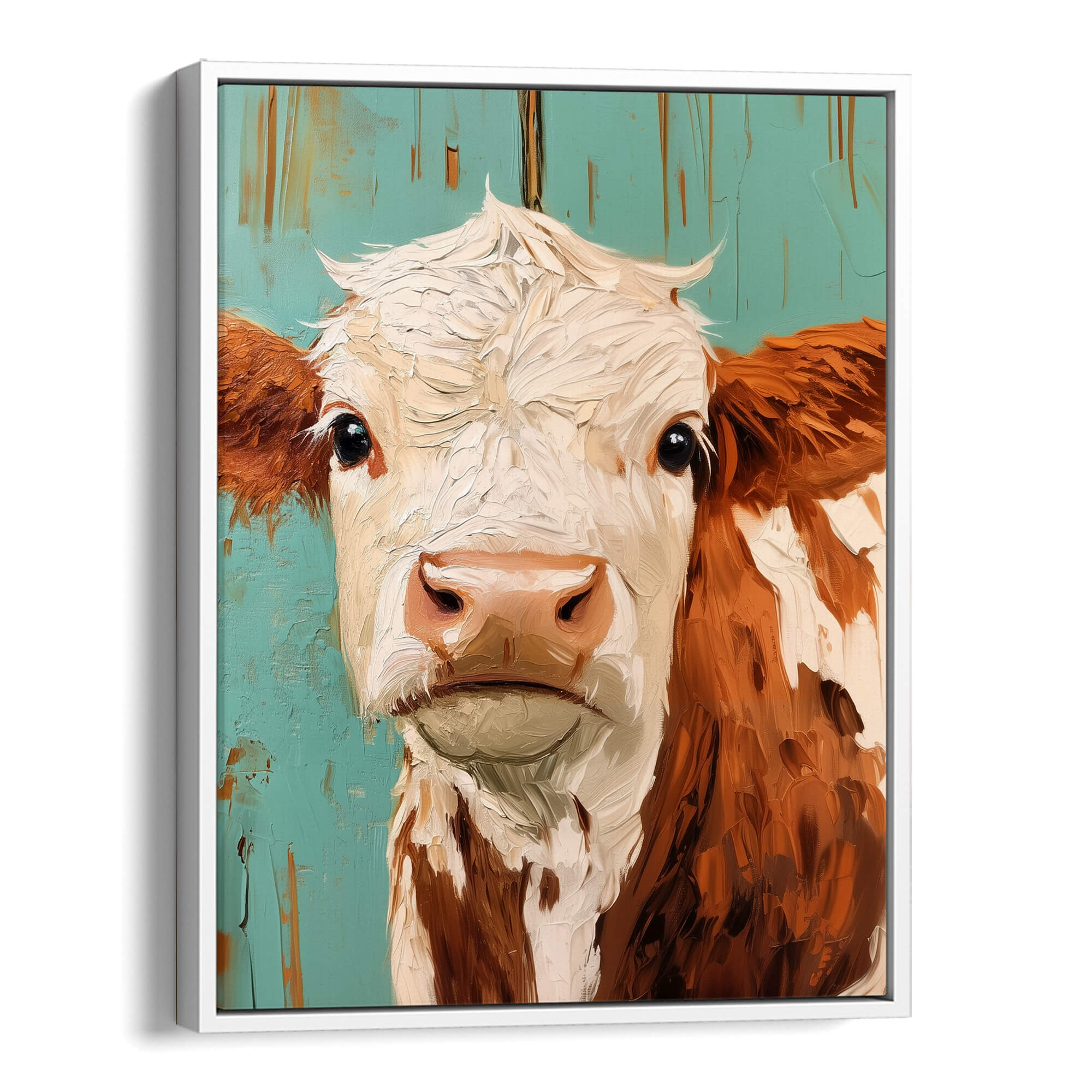 Teal Barn Calf Canvas Print Canvas Art Wildfrog Art