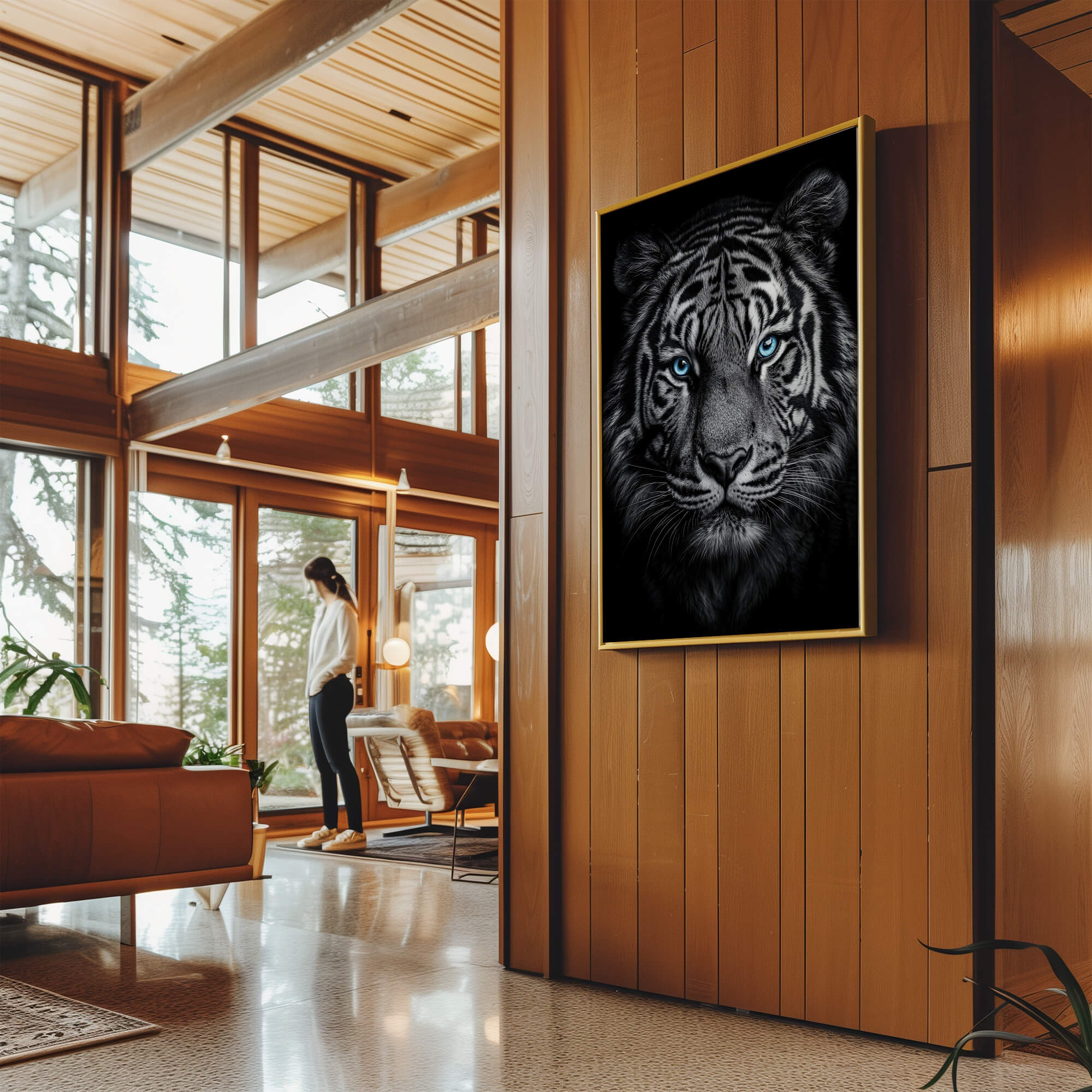 Tiger with Blue Eyes Front View Canvas Print Canvas Art Wildfrog Art