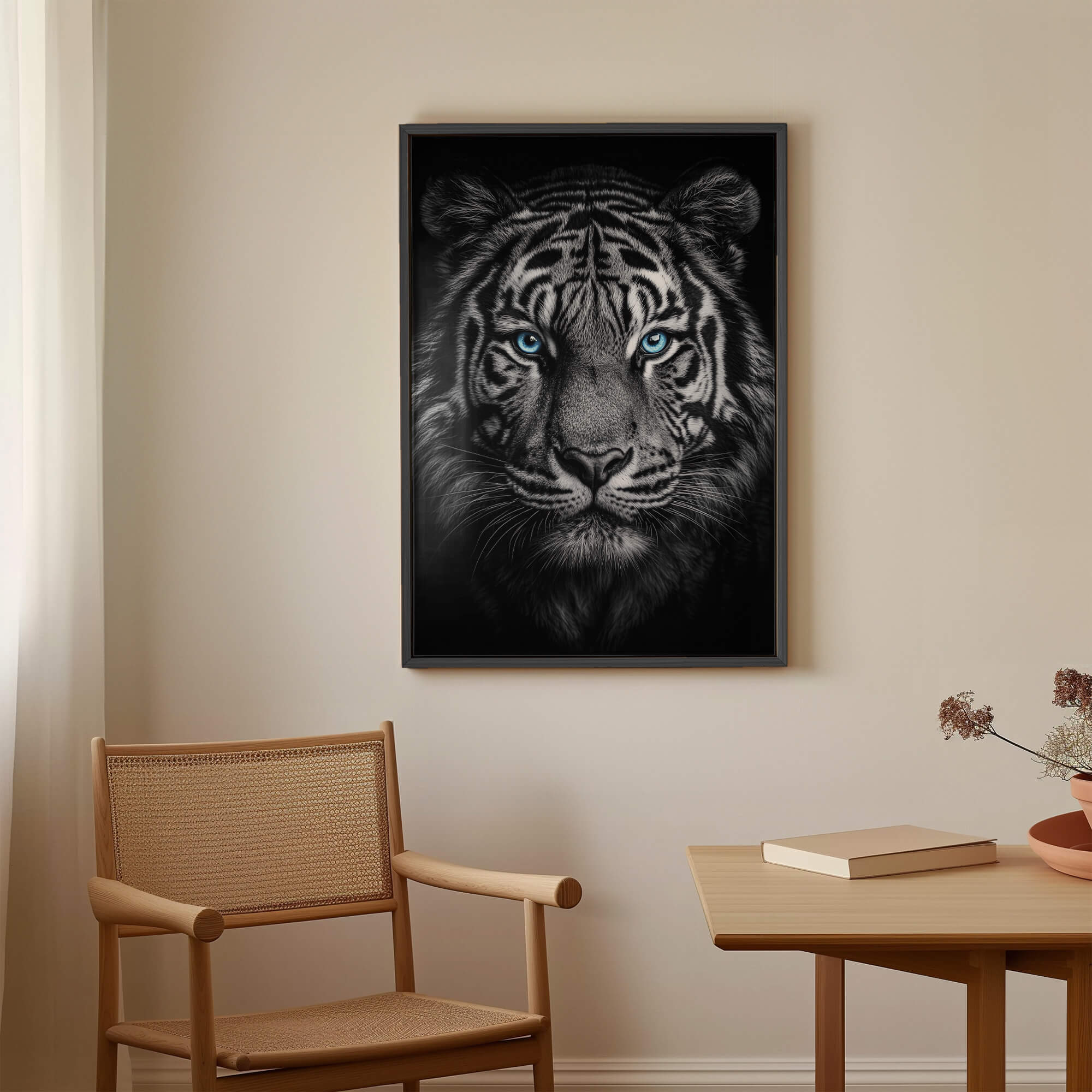 Tiger with Blue Eyes Front View Canvas Print Canvas Art Wildfrog Art