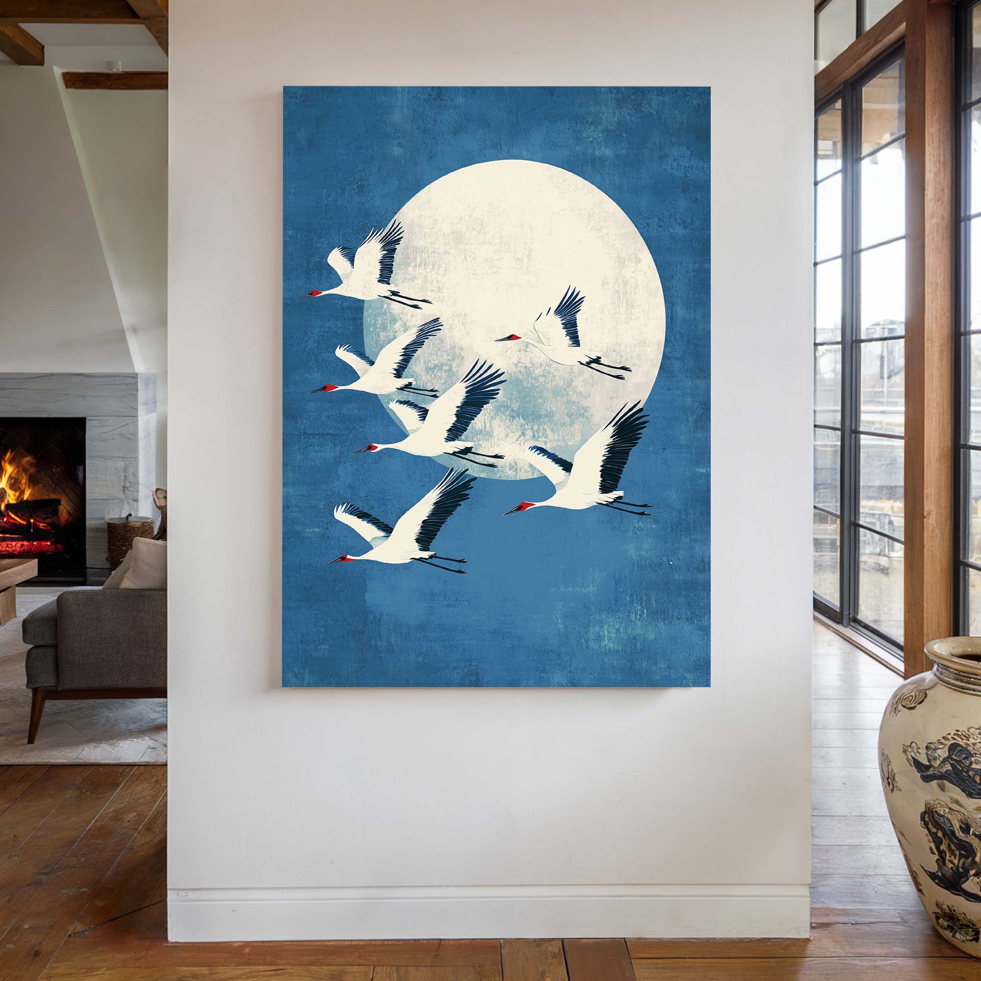 Twilight Cranes Canvas Print