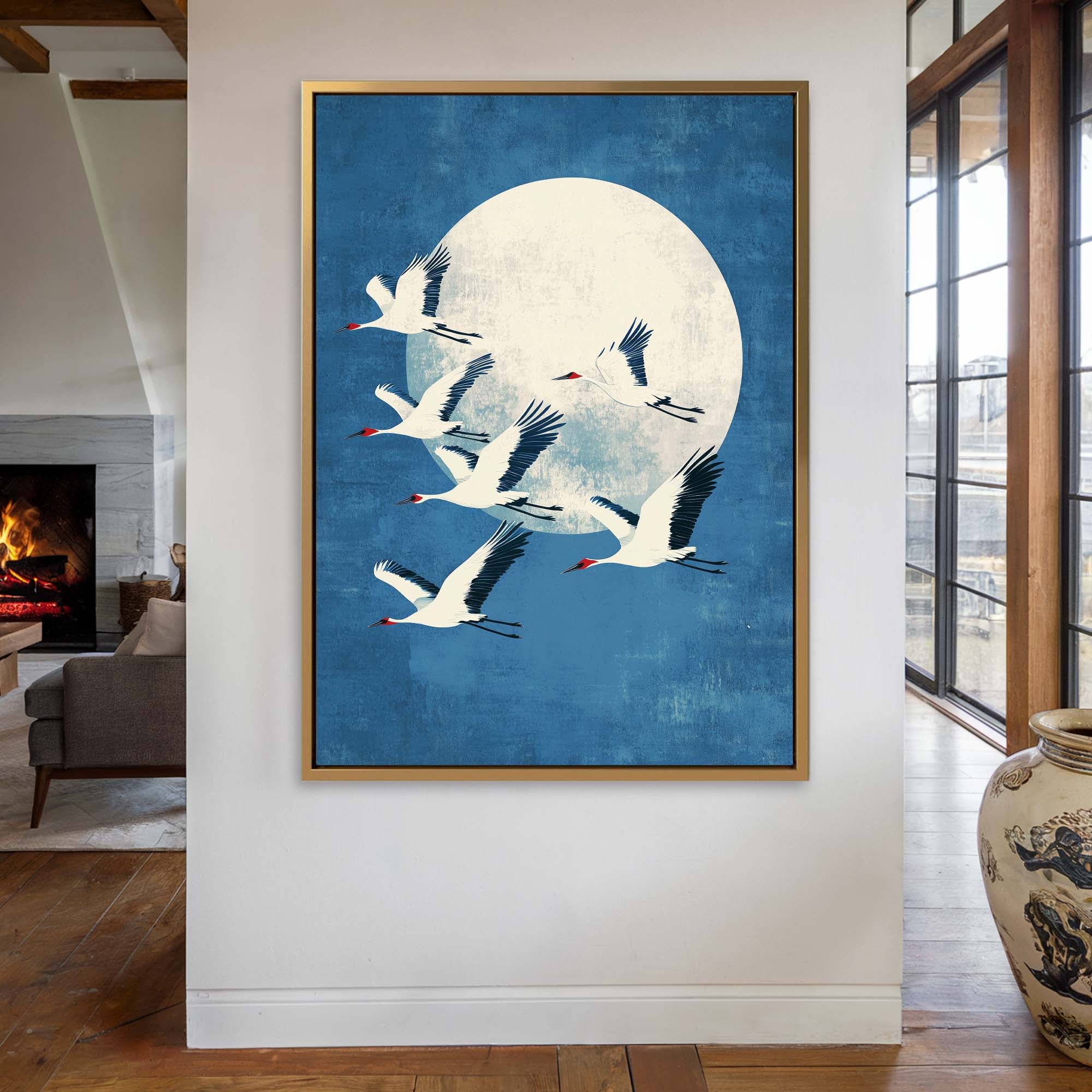 Twilight Cranes Canvas Print