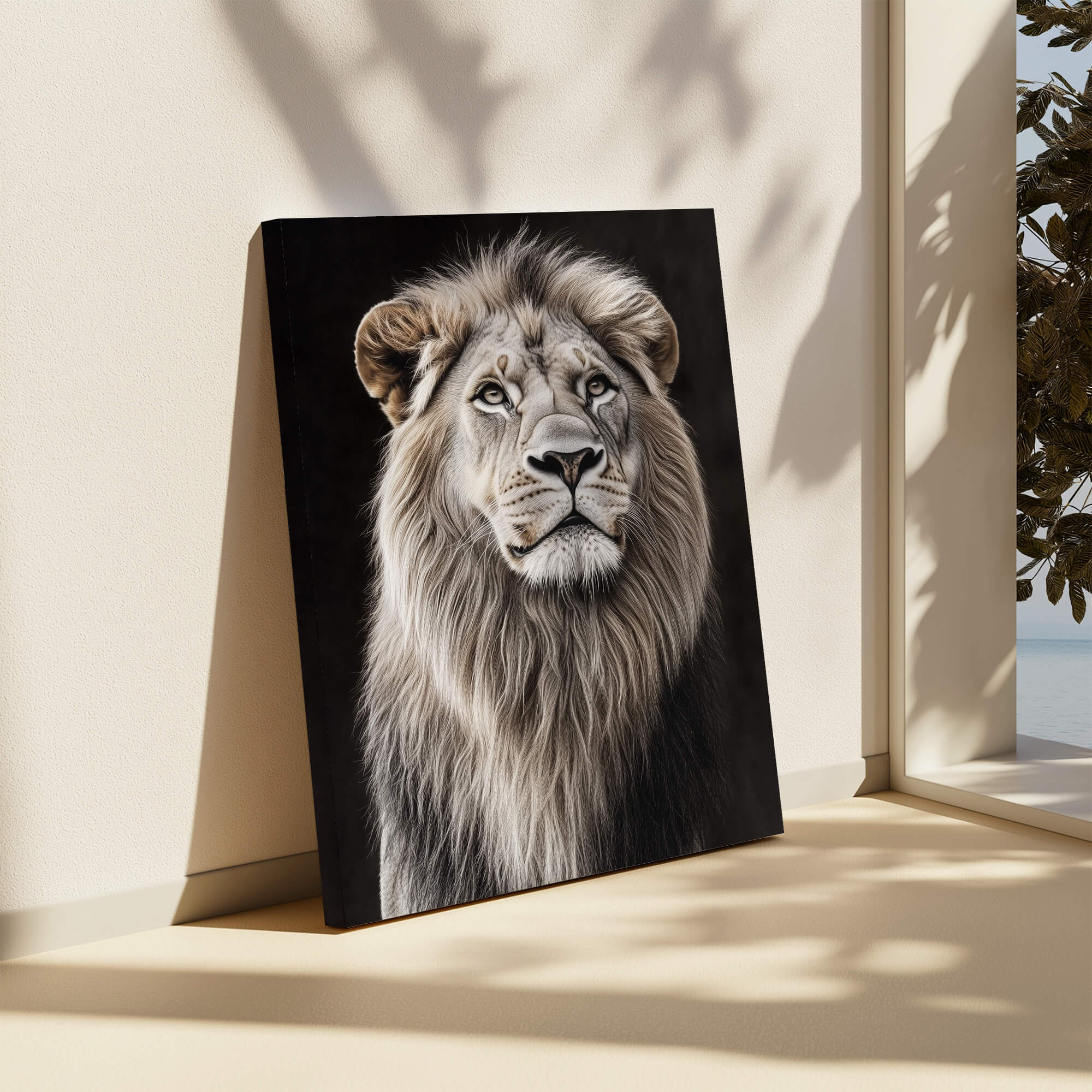 White Lion Looking Sideways Canvas Print Canvas Art Wildfrog Art