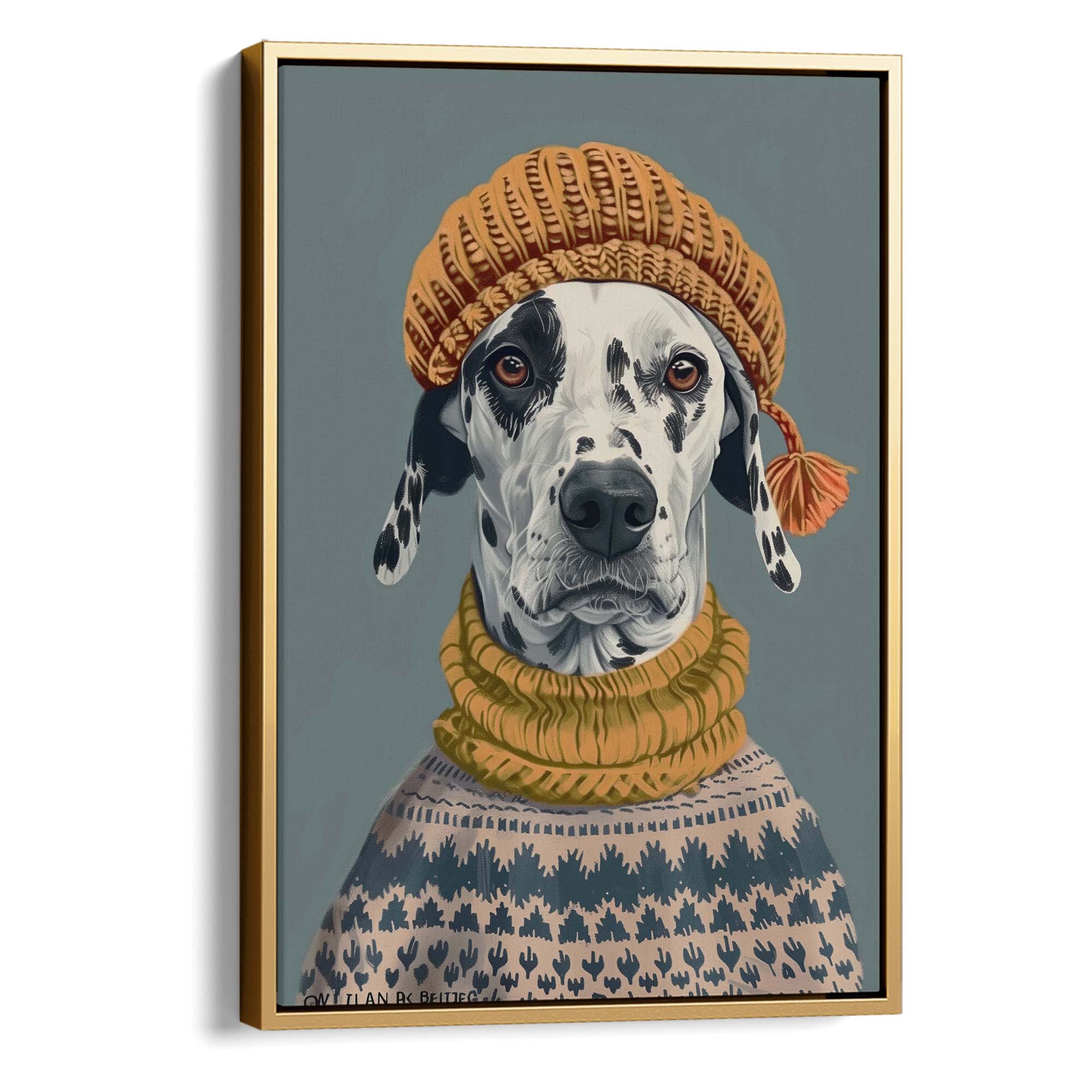 Winter Beanie Dalmatian Canvas Print