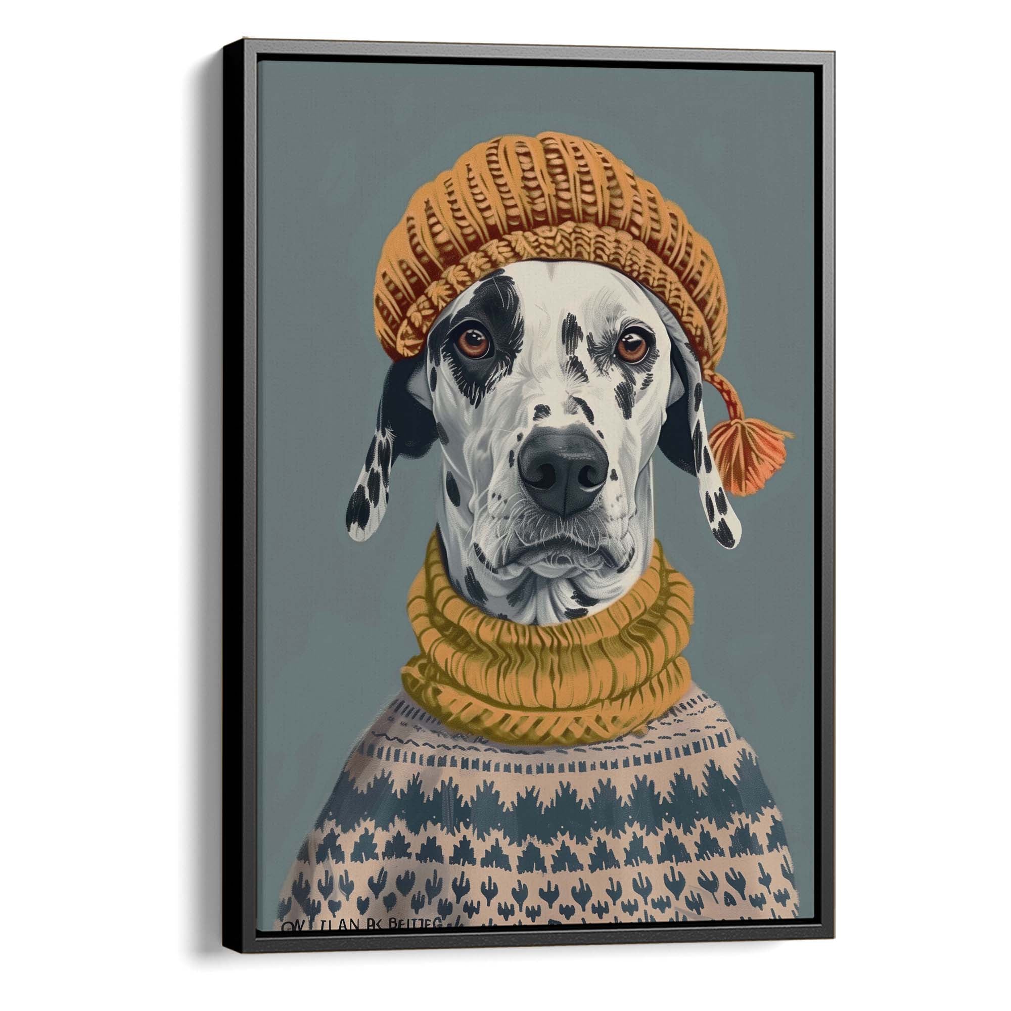 Winter Beanie Dalmatian Canvas Print
