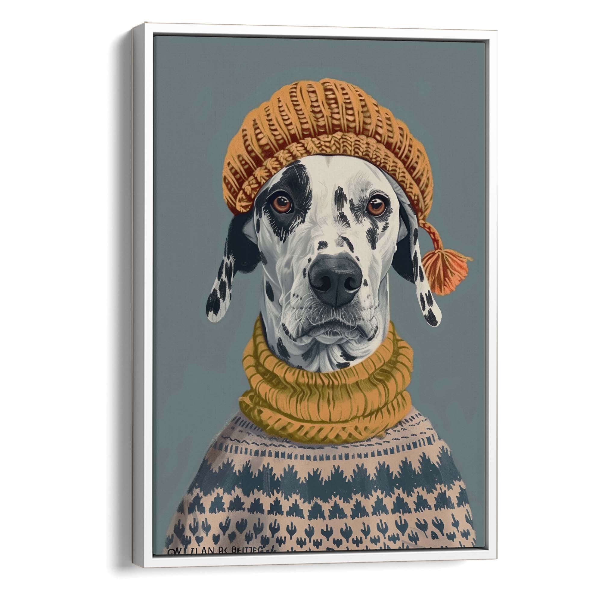 Winter Beanie Dalmatian Canvas Print