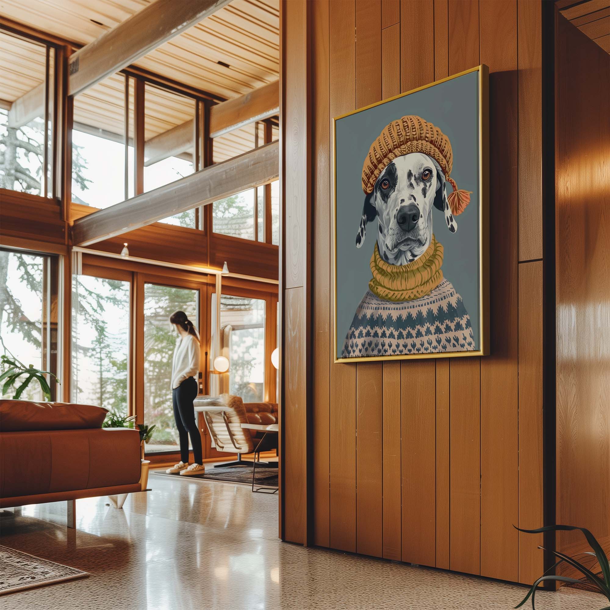 Winter Beanie Dalmatian Canvas Print