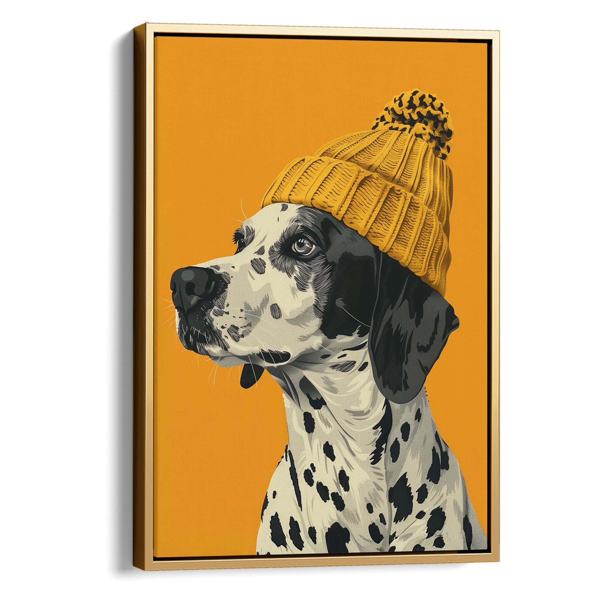 Yellow Bobble Hat Dalmatian Canvas Print