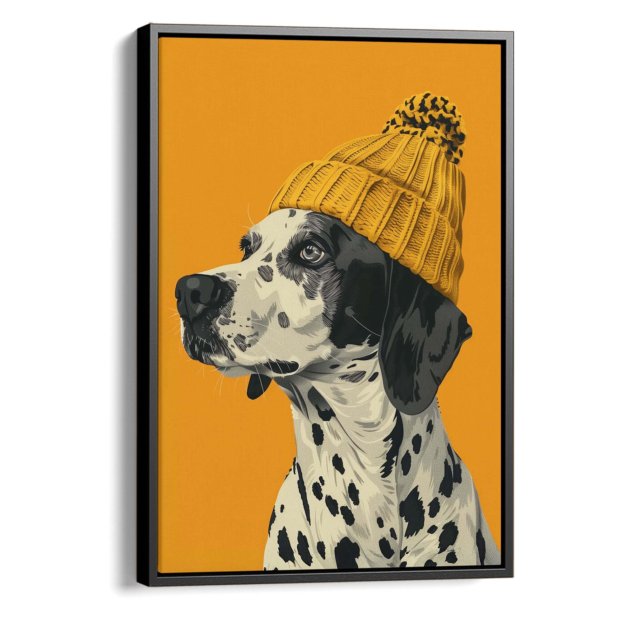 Yellow Bobble Hat Dalmatian Canvas Print