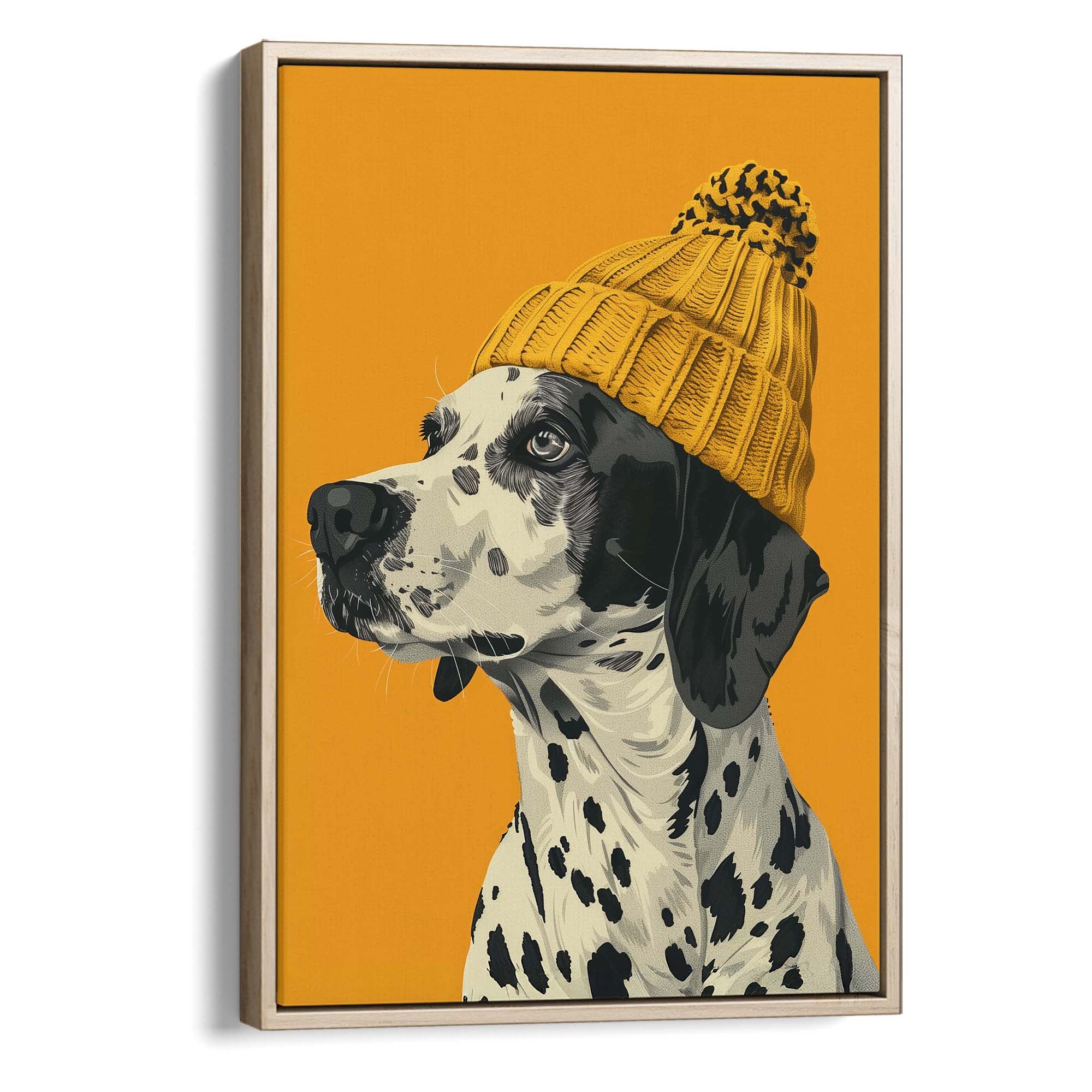 Yellow Bobble Hat Dalmatian Canvas Print