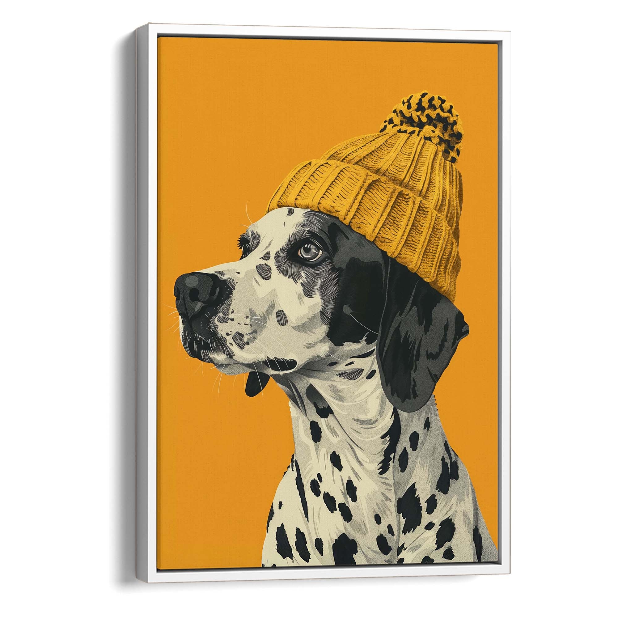 Yellow Bobble Hat Dalmatian Canvas Print