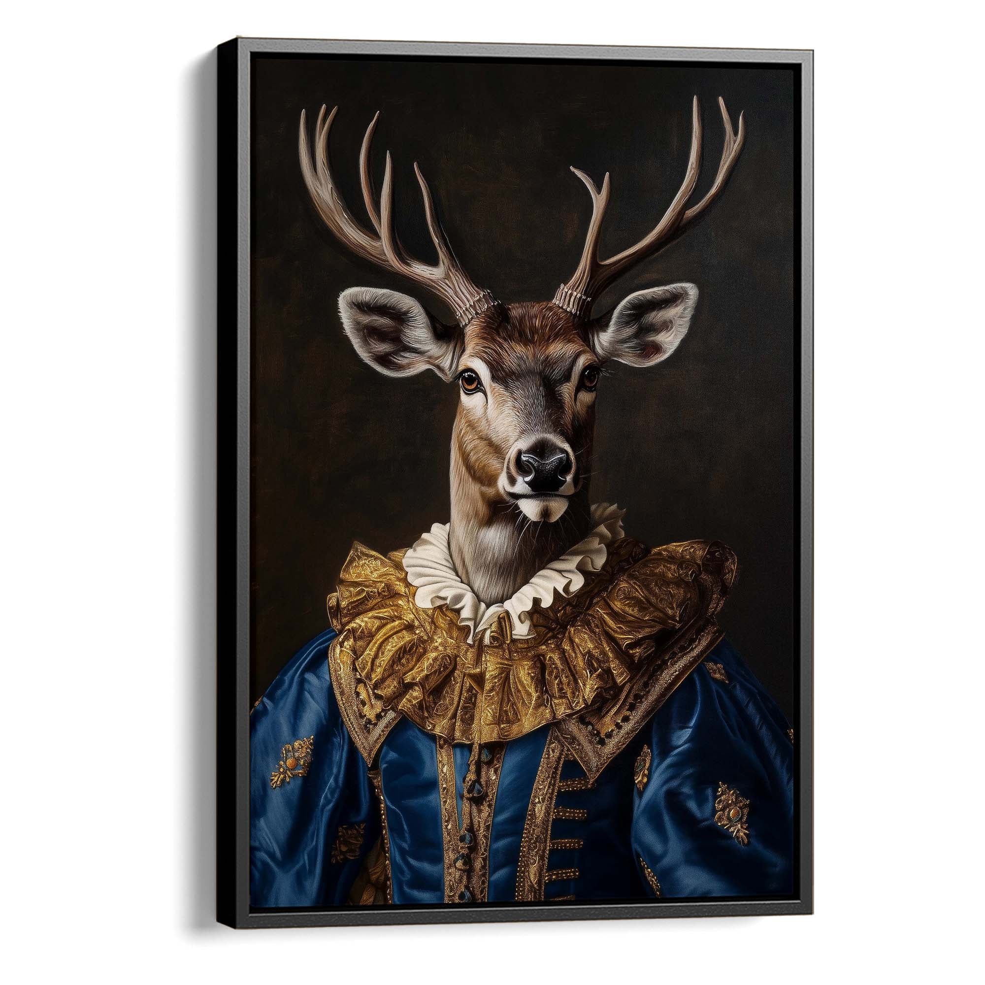 Baroque Stag in Blue No1 Canvas Print Canvas Art Wildfrog Art