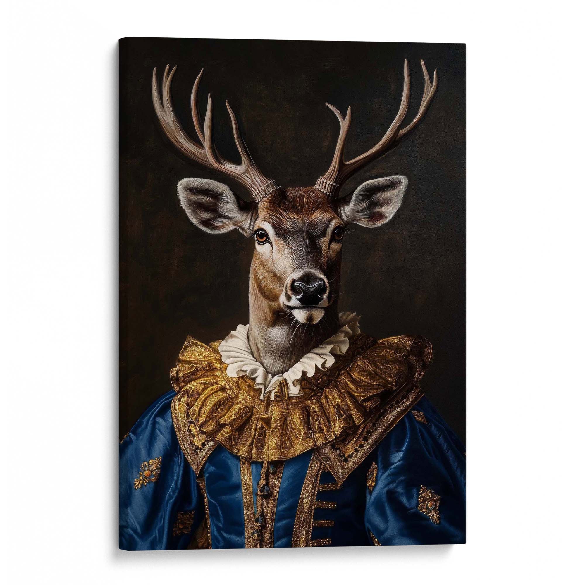 Baroque Stag in Blue No1 Canvas Print Canvas Art Wildfrog Art