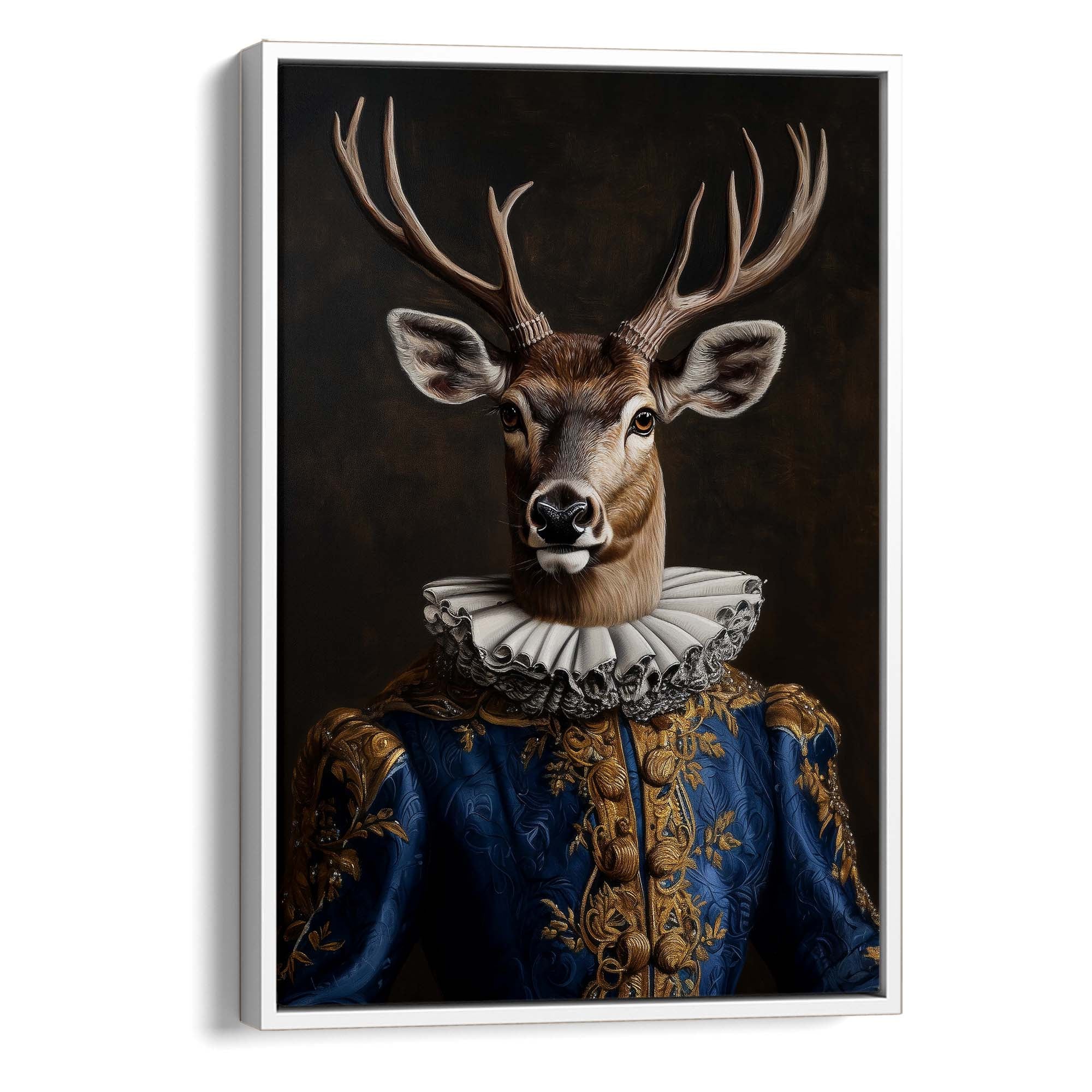 Baroque Stag in Blue No2 Canvas Print Canvas Art Wildfrog Art