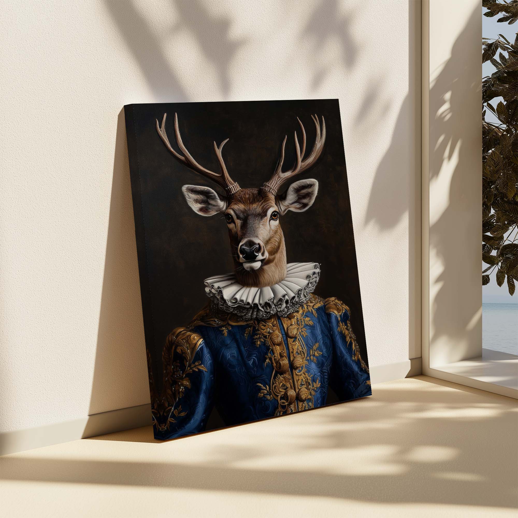 Baroque Stag in Blue No2 Canvas Print Canvas Art Wildfrog Art