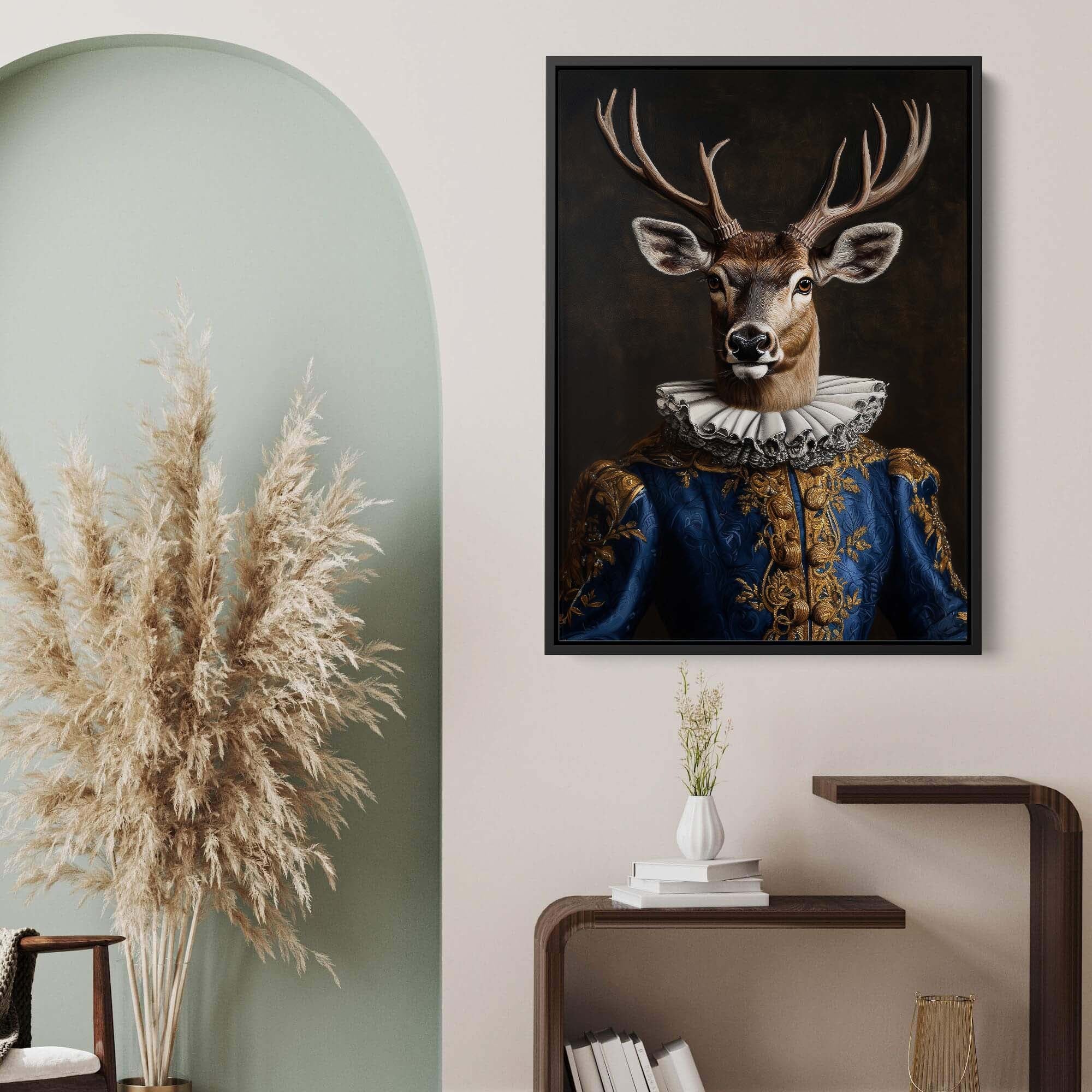 Baroque Stag in Blue No2 Canvas Print Canvas Art Wildfrog Art
