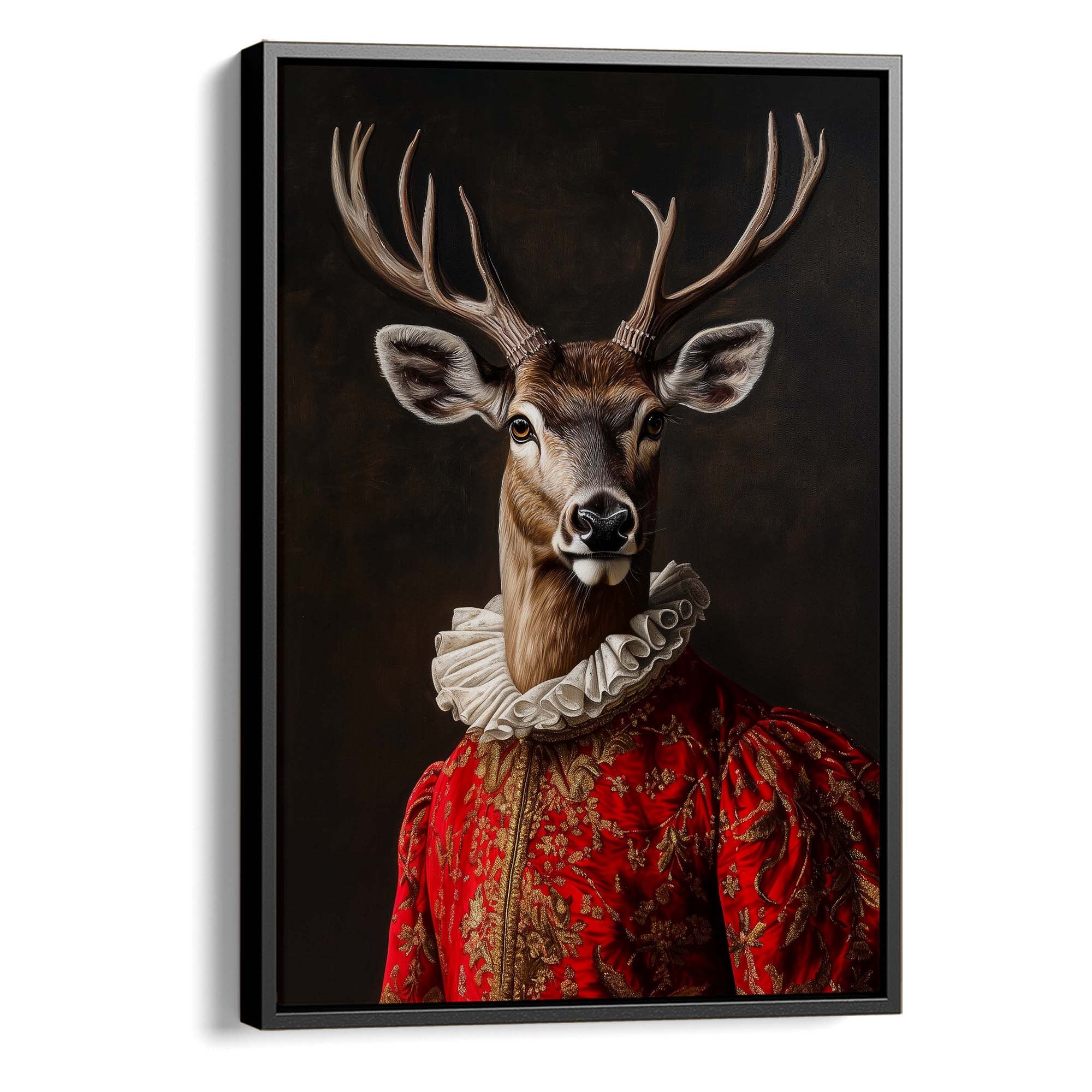 Baroque Stag in Red Canvas Print Canvas Art Wildfrog Art