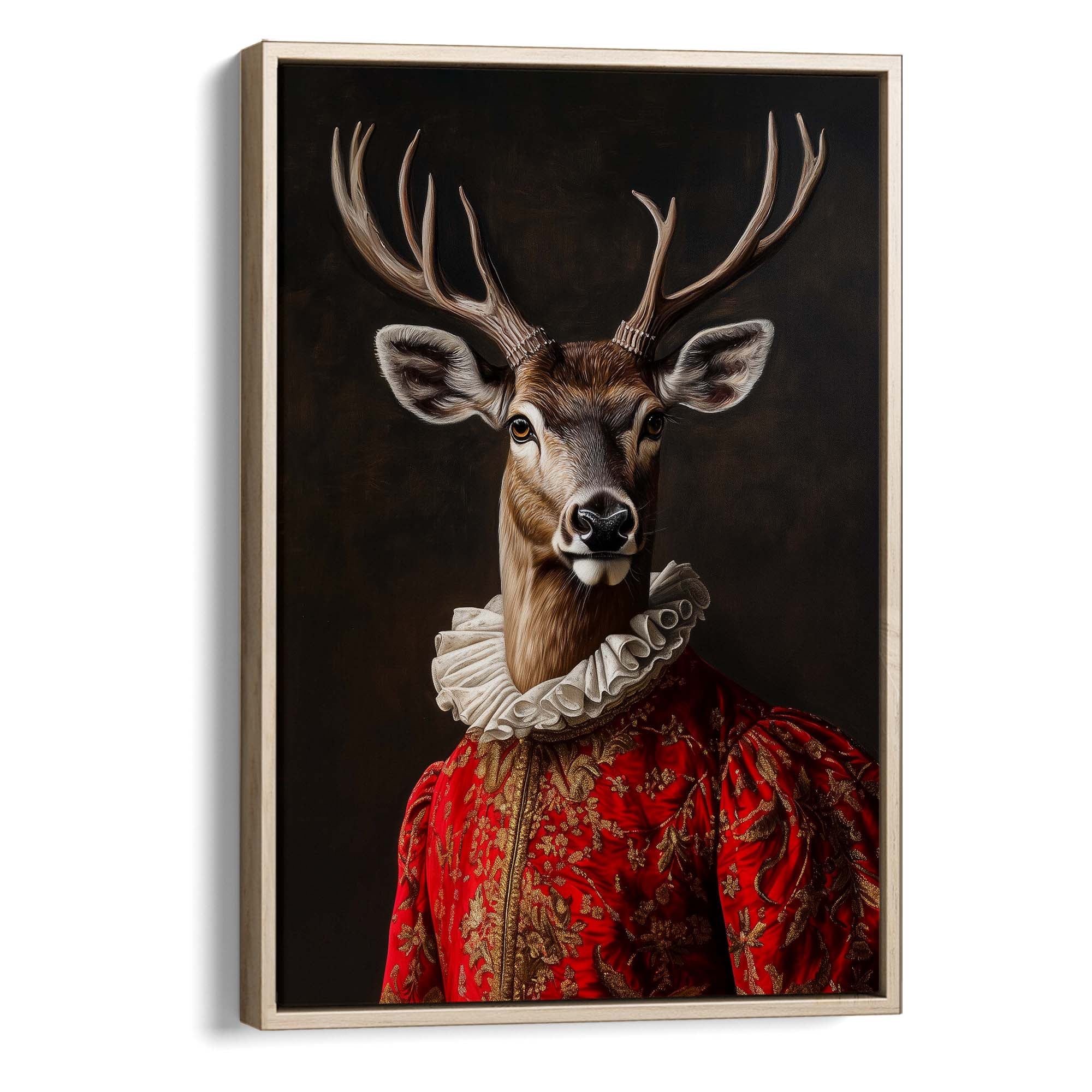 Baroque Stag in Red Canvas Print Canvas Art Wildfrog Art