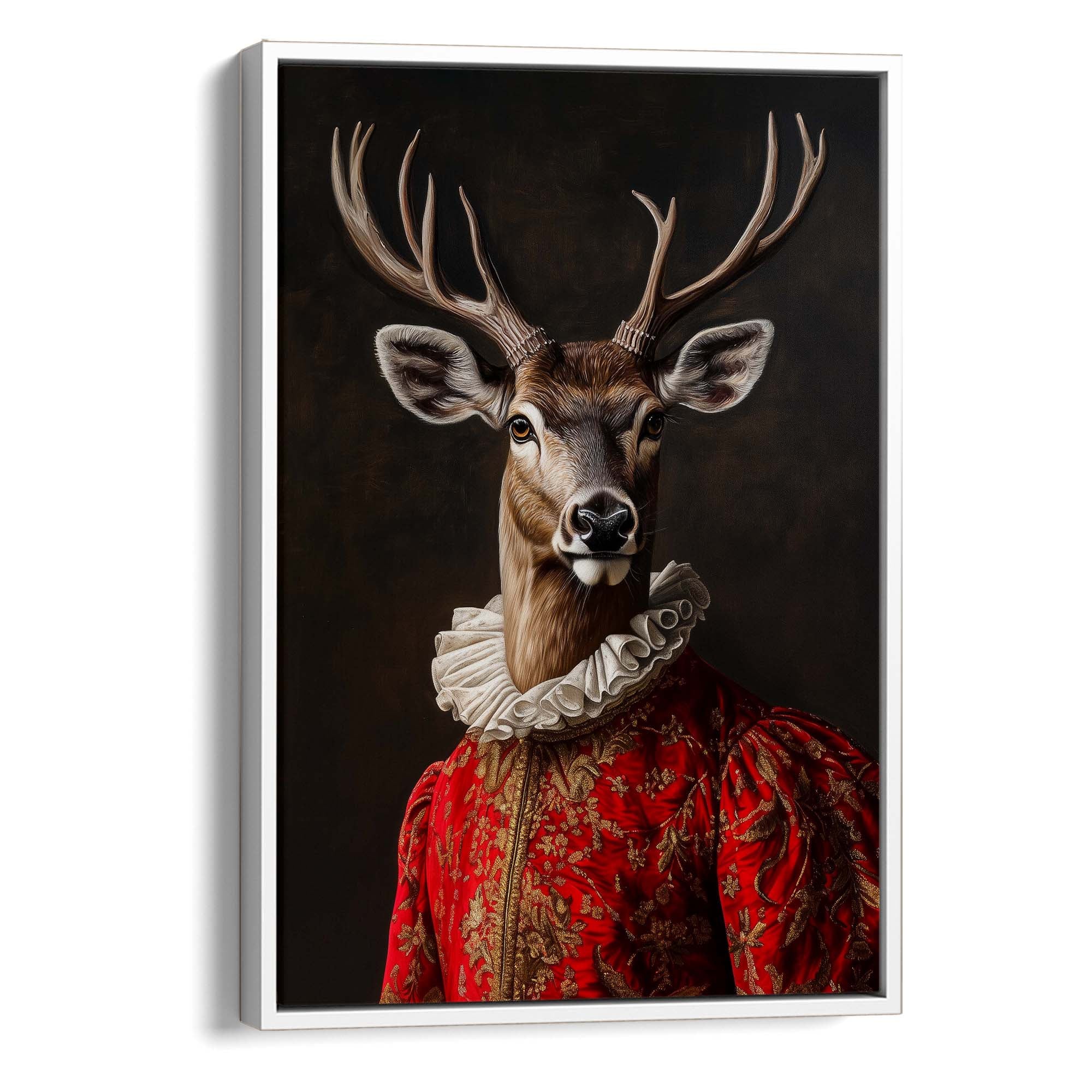 Baroque Stag in Red Canvas Print Canvas Art Wildfrog Art