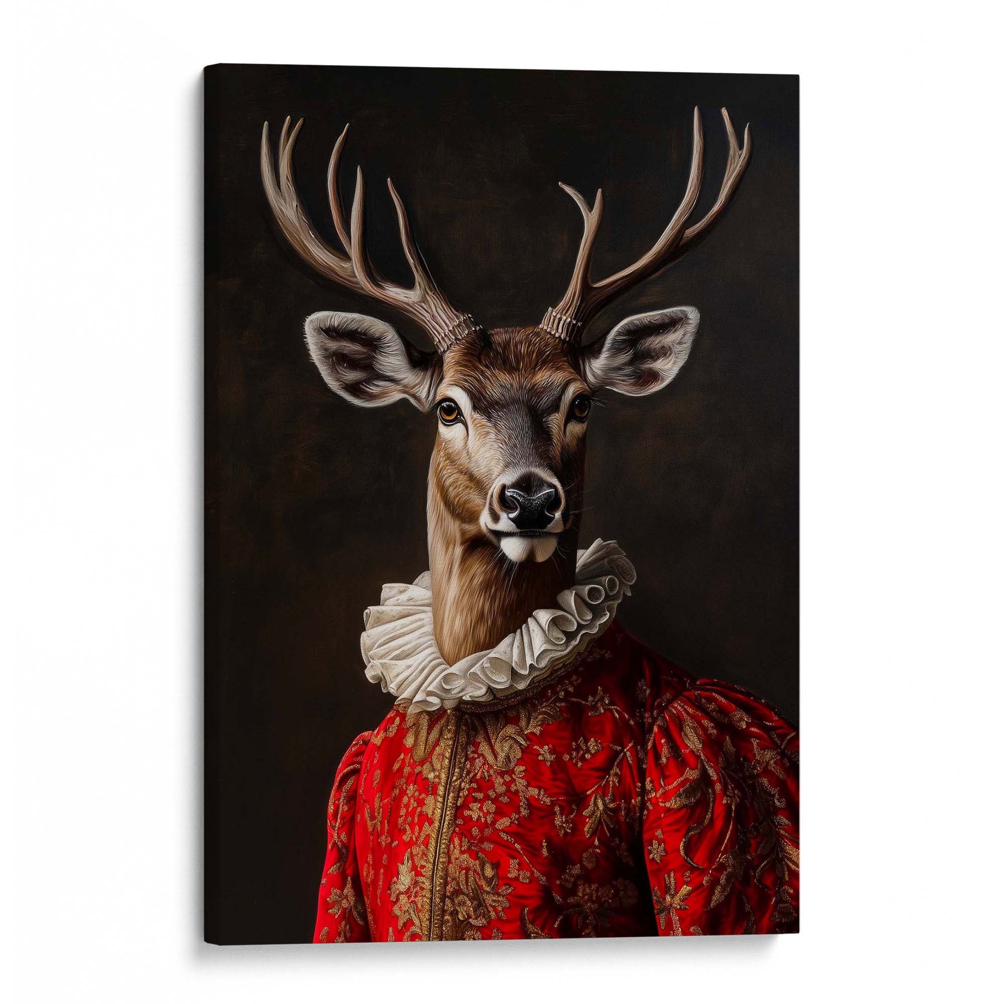 Baroque Stag in Red Canvas Print Canvas Art Wildfrog Art